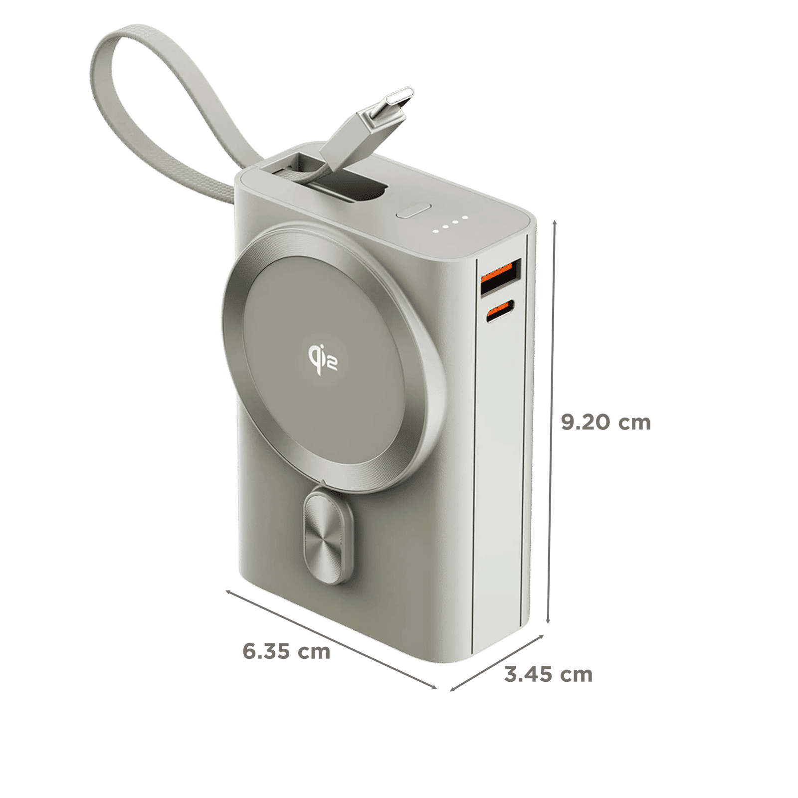 Ambrane AerosynQ Orbit 20K 20000 mAh 35W Fast Charging Power Bank (1 Type A Port, 1 Type C Port, MagSafe Compatible, 1 Built-in Type-C Cable, Metallic Finish, SafeCharge Technology, Titanium) Ambrane AerosynQ Orbit 20K 20000 mAh 35W Fast Charging Power Bank (1 Type A Port, 1 Type C Port, MagSafe Compatible, 1 Built-in Type-C Cable, Metallic Finish, SafeCharge Technology, Titanium)_2