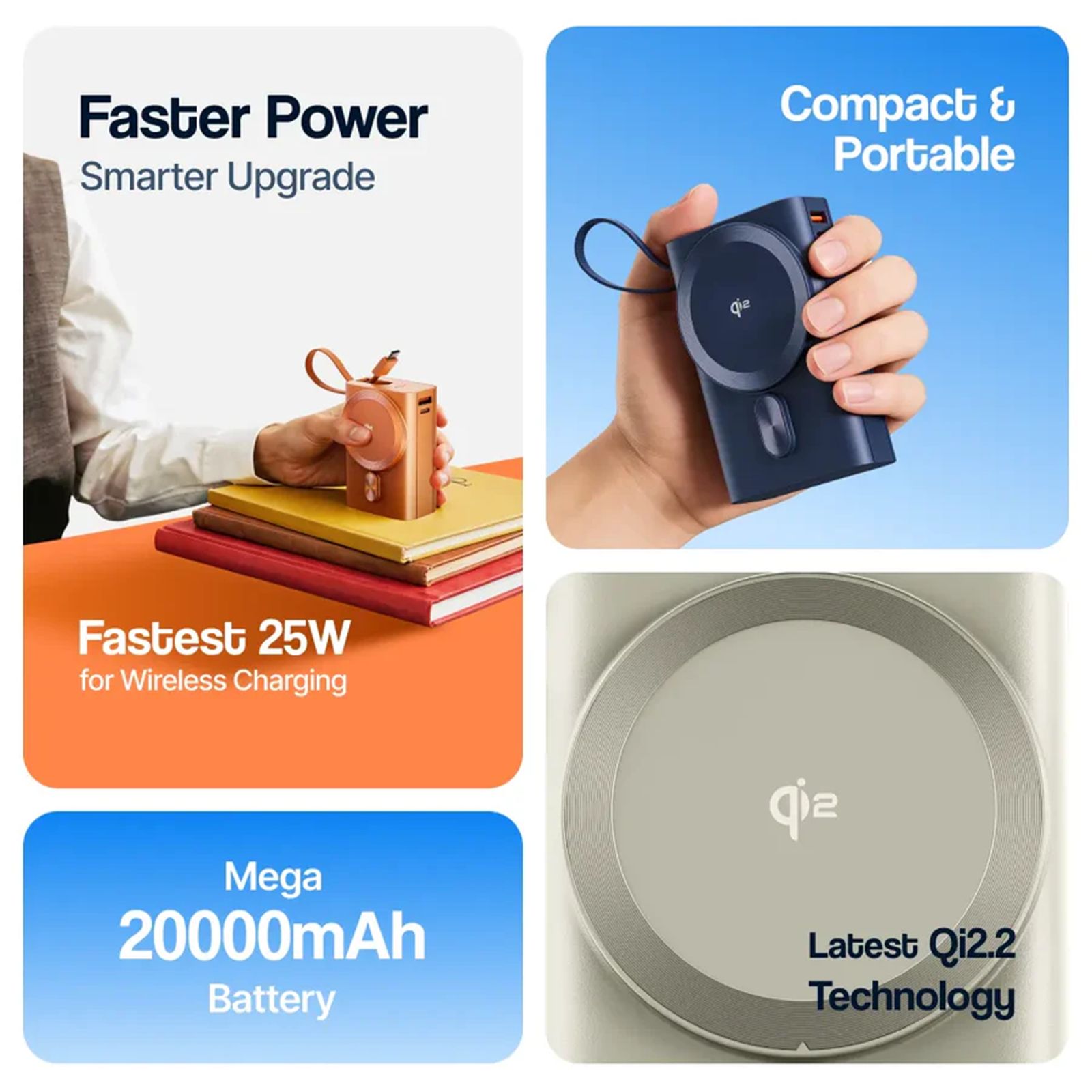 Ambrane AerosynQ Orbit 20K 20000 mAh 35W Fast Charging Power Bank (1 Type A Port, 1 Type C Port, MagSafe Compatible, 1 Built-in Type-C Cable, Metallic Finish, SafeCharge Technology, Titanium) Ambrane AerosynQ Orbit 20K 20000 mAh 35W Fast Charging Power Bank (1 Type A Port, 1 Type C Port, MagSafe Compatible, 1 Built-in Type-C Cable, Metallic Finish, SafeCharge Technology, Titanium)_2