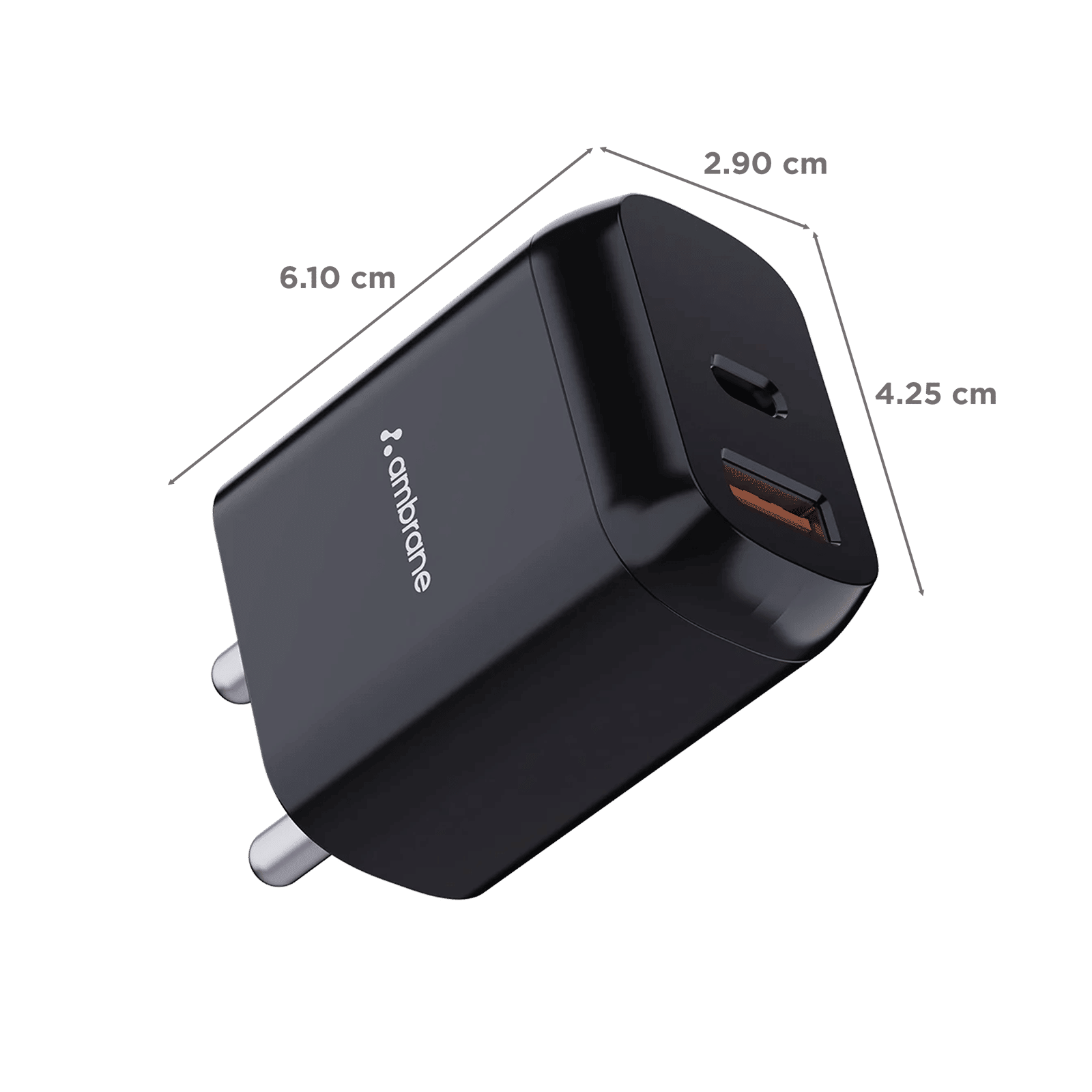 Ambrane RAAP H11 20W Type C & Type A 2-Port Fast Charger (Adapter Only, Fireproof, Black) Ambrane RAAP H11 20W Type C & Type A 2-Port Fast Charger (Adapter Only, Fireproof, Black)_2