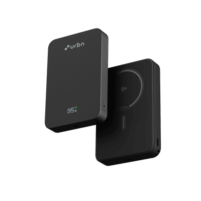 Urbn Slate 10000 mAh 20W Fast Charging Power Bank (2 Type C Ports, MagSafe Compatible, Premium Metallic Finish, LED Display, Black)