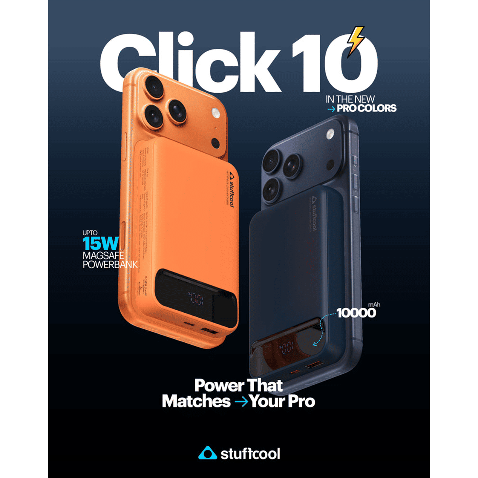 Stuffcool Click 10 10000 mAh 20W Fast Charging Power Bank ( 1 Type C & 1 Type A Port, MagSafe Compatible, Digital Display, Orange) Stuffcool Click 10 10000 mAh 20W Fast Charging Power Bank ( 1 Type C & 1 Type A Port, MagSafe Compatible, Digital Display, Orange)_6