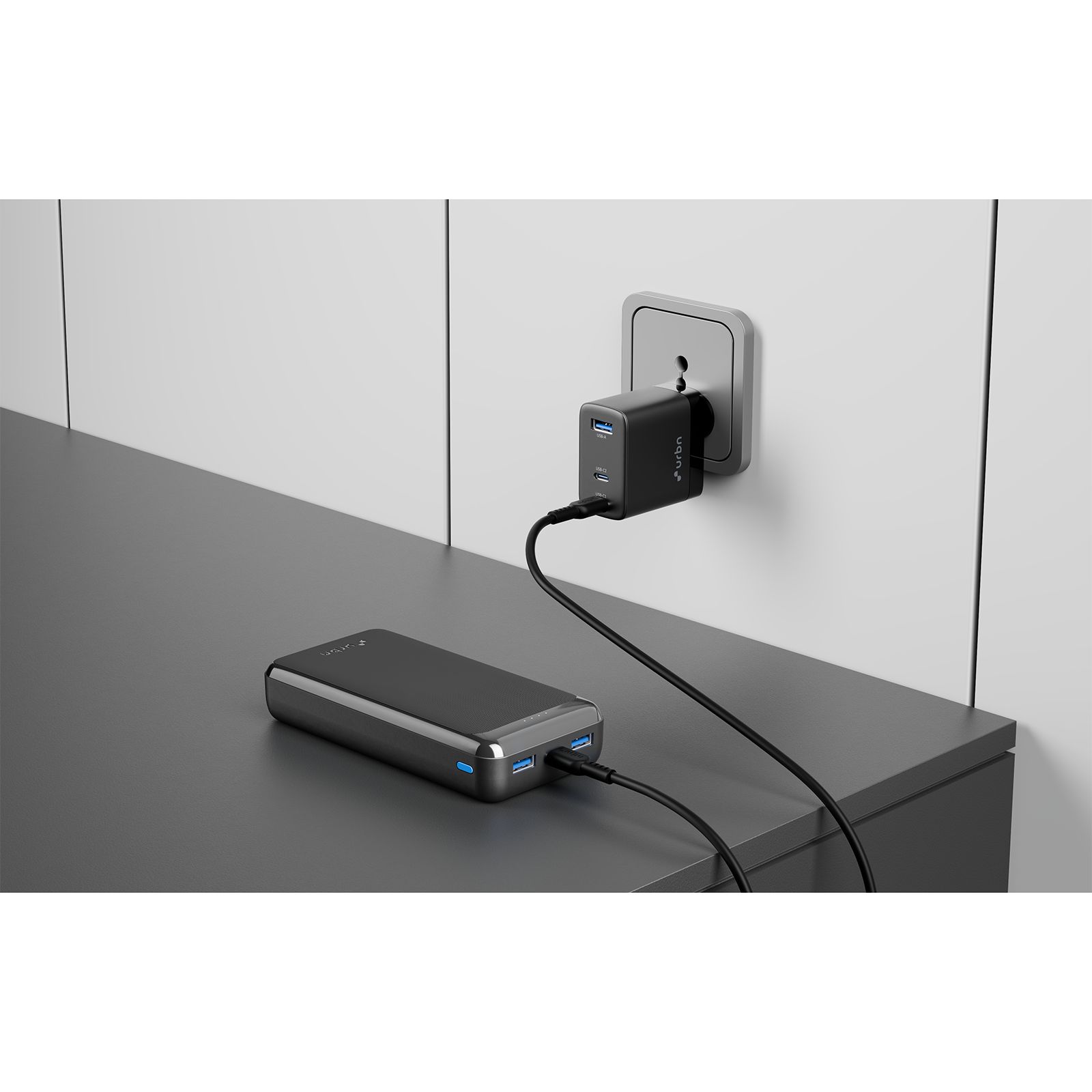 urbn UPR217 20000 mAh 35W Fast Charging Power Bank (2 Type A & 1 Type C Ports, Battery Temperature Protection, Black)_10