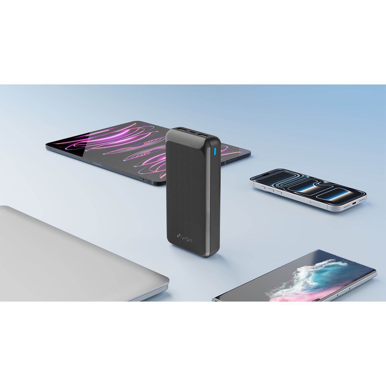 urbn UPR217 20000 mAh 35W Fast Charging Power Bank (2 Type A & 1 Type C Ports, Battery Temperature Protection, Black)_11