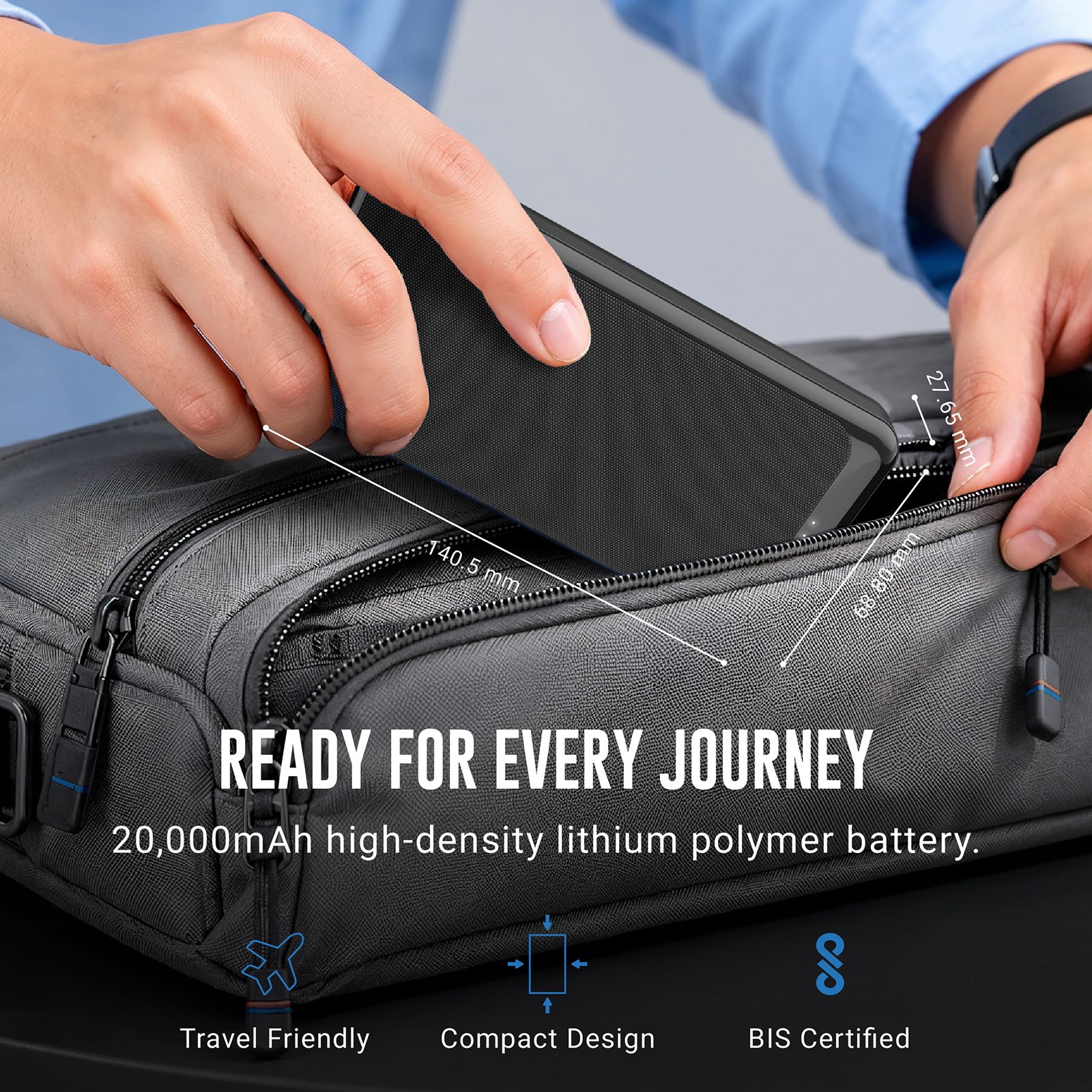 urbn UPR217 20000 mAh 35W Fast Charging Power Bank (2 Type A & 1 Type C Ports, Battery Temperature Protection, Black)_12
