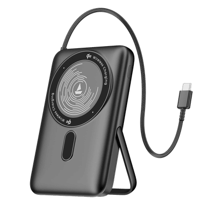 boAt EnergyShroom PB330 Pro MagnaCharge 10000 mAh 22.5W Fast Charging Power Bank (1 Type C 2-Way Port, Built In Type C Cable 2-Way, MagSafe Compatible, Ash Black)
