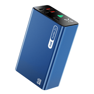 boAt Energyshroom Turbo X 30000 mAh 65W Fast Charging Power Bank (2 Type A, 2 Type C Ports, LED Indicator, Navy Blue)