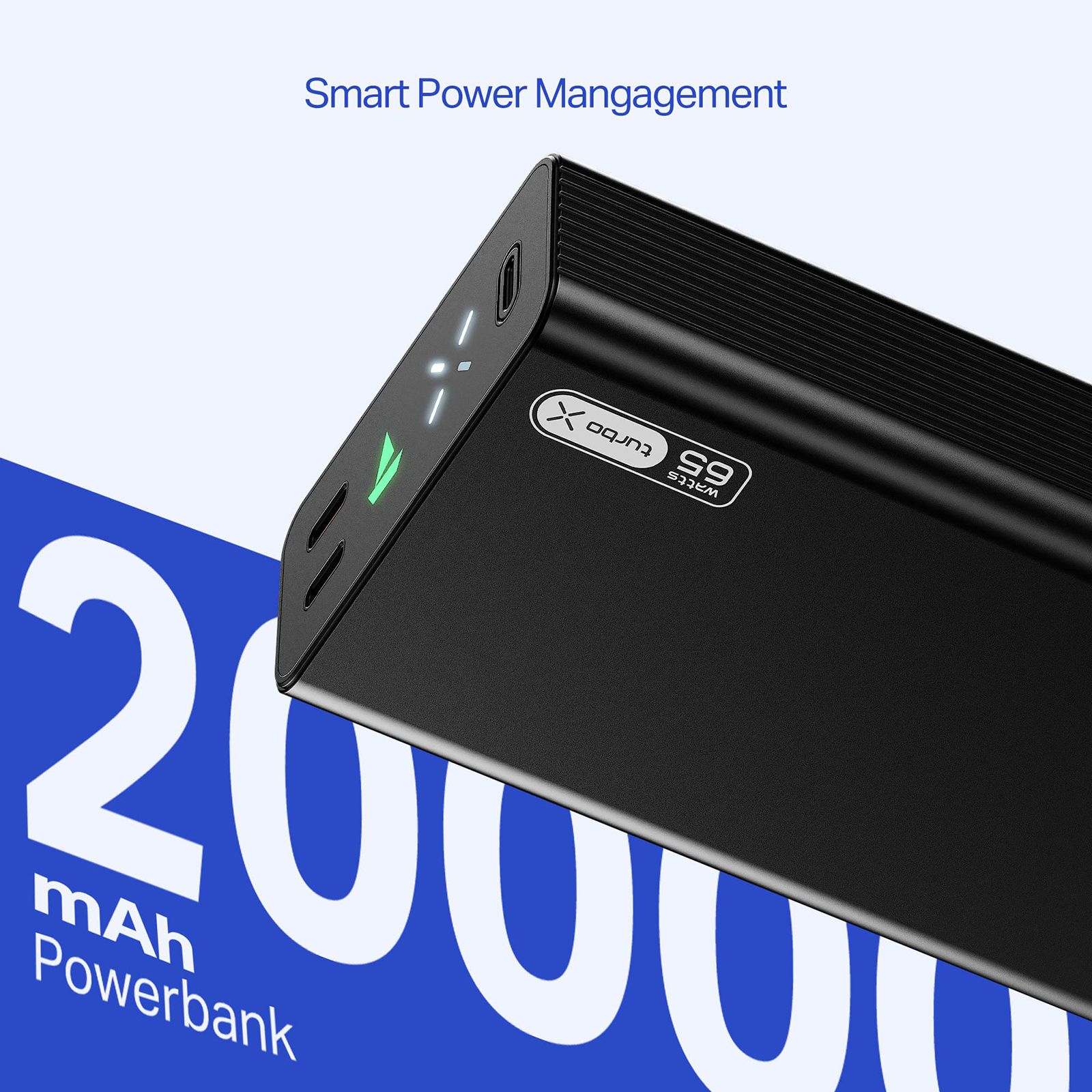 boAt Energyshroom Turbo X 20000 mAh 65W Fast Charging Power Bank (2 Type C Ports, LED Indicator, Onyx Black) boAt Energyshroom Turbo X 20000 mAh 65W Fast Charging Power Bank (2 Type C Ports, LED Indicator, Onyx Black)_5