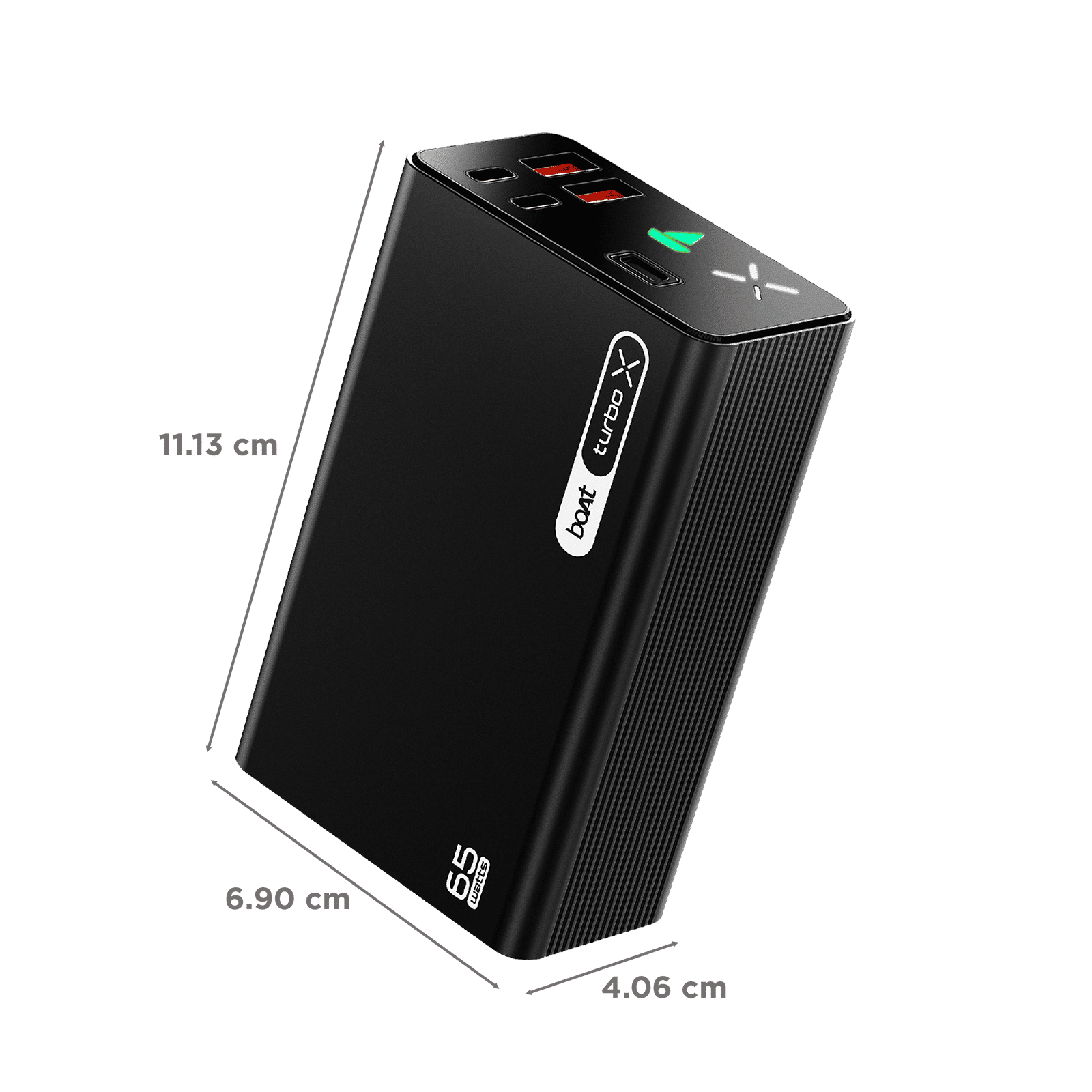 boAt Energyshroom Turbo X 30000 mAh 65W Fast Charging Power Bank (2 Type A, 2 Type C Ports, LED Indicator, Onyx Black) boAt Energyshroom Turbo X 30000 mAh 65W Fast Charging Power Bank (2 Type A, 2 Type C Ports, LED Indicator, Onyx Black)_3