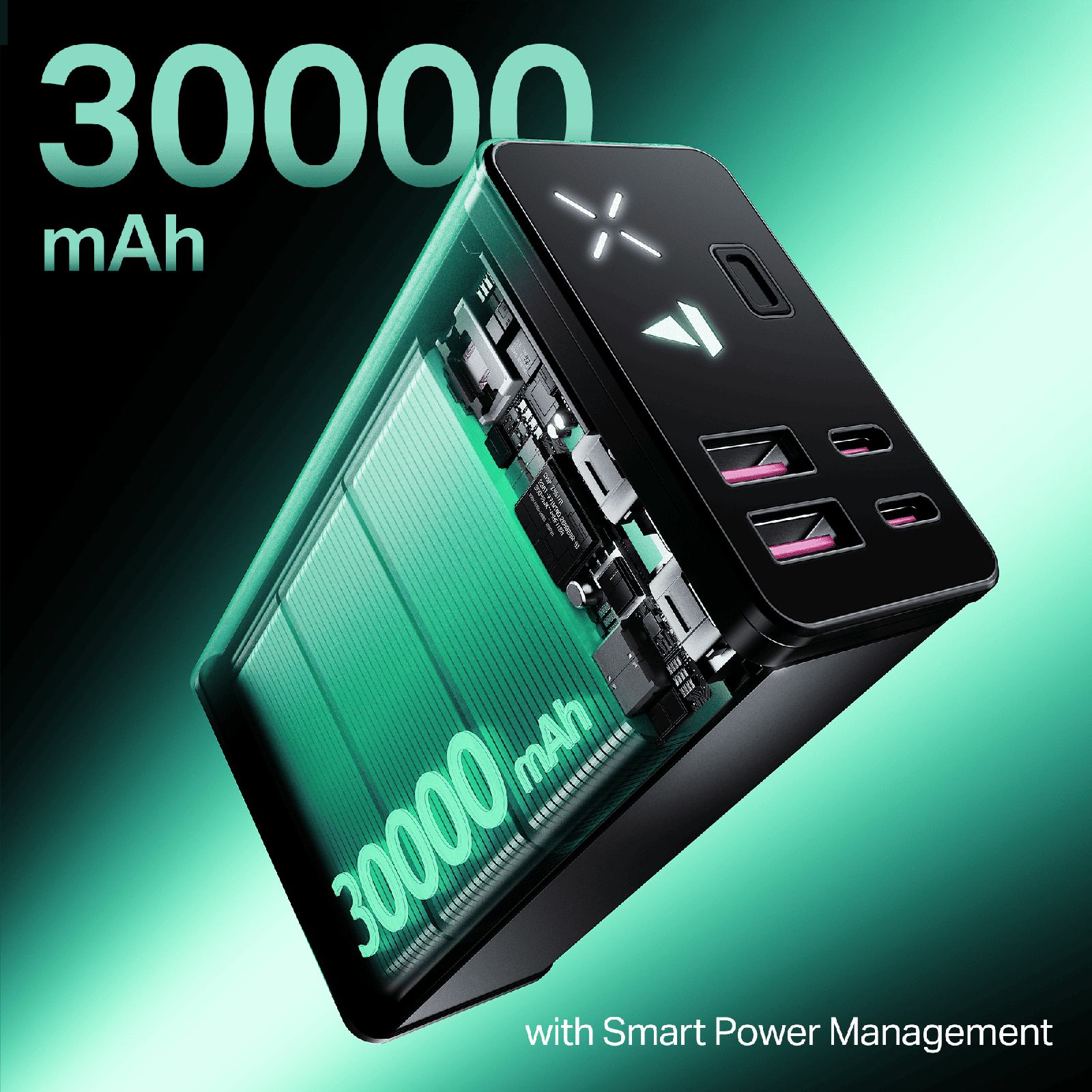 boAt Energyshroom Turbo X 30000 mAh 65W Fast Charging Power Bank (2 Type A, 2 Type C Ports, LED Indicator, Onyx Black) boAt Energyshroom Turbo X 30000 mAh 65W Fast Charging Power Bank (2 Type A, 2 Type C Ports, LED Indicator, Onyx Black)_4