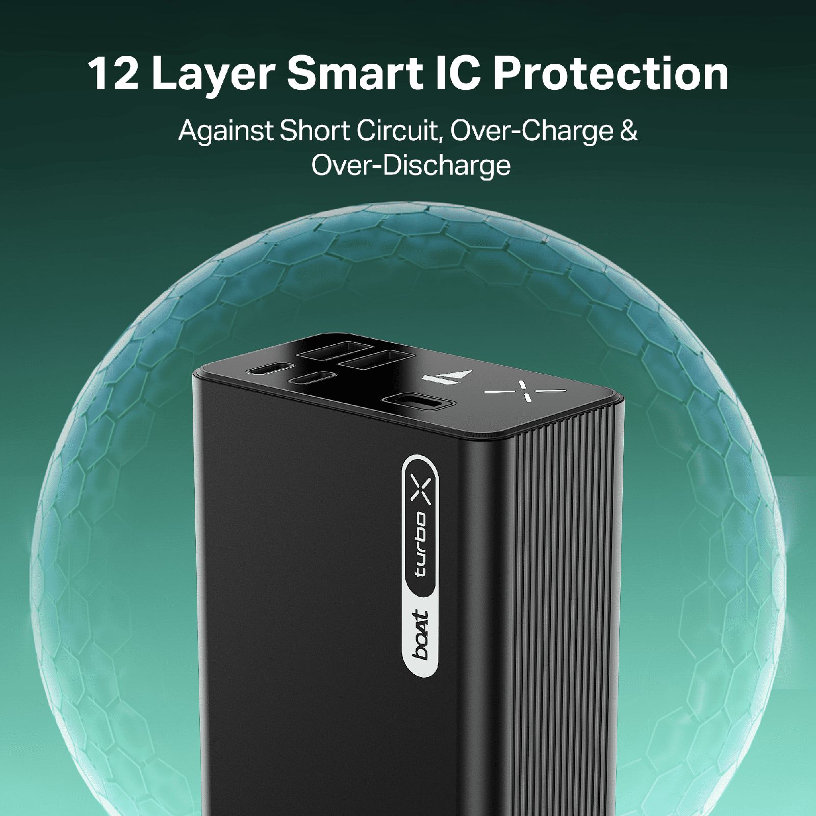 boAt Energyshroom Turbo X 30000 mAh 65W Fast Charging Power Bank (2 Type A, 2 Type C Ports, LED Indicator, Onyx Black) boAt Energyshroom Turbo X 30000 mAh 65W Fast Charging Power Bank (2 Type A, 2 Type C Ports, LED Indicator, Onyx Black)_6