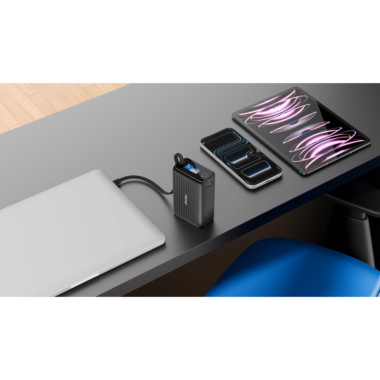 urbn Mega Stack 25000 mAh 100W Fast Charging Power Bank (1 Type A & 1 Type C Ports, 1 Built-in Type-C Cable, Smart Digital Display, Black)_9