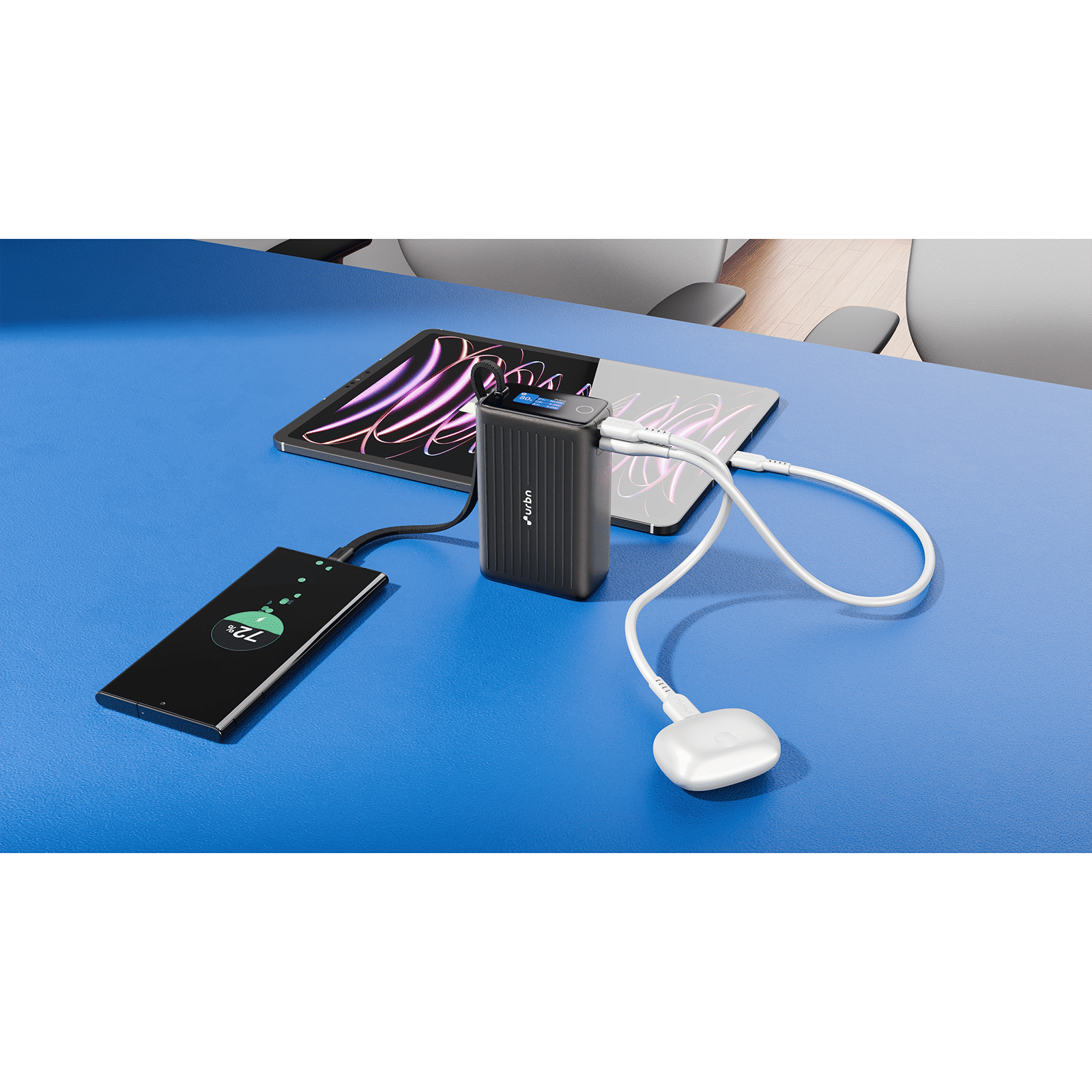 urbn Mega Stack 25000 mAh 100W Fast Charging Power Bank (1 Type A & 1 Type C Ports, 1 Built-in Type-C Cable, Smart Digital Display, Black)_10