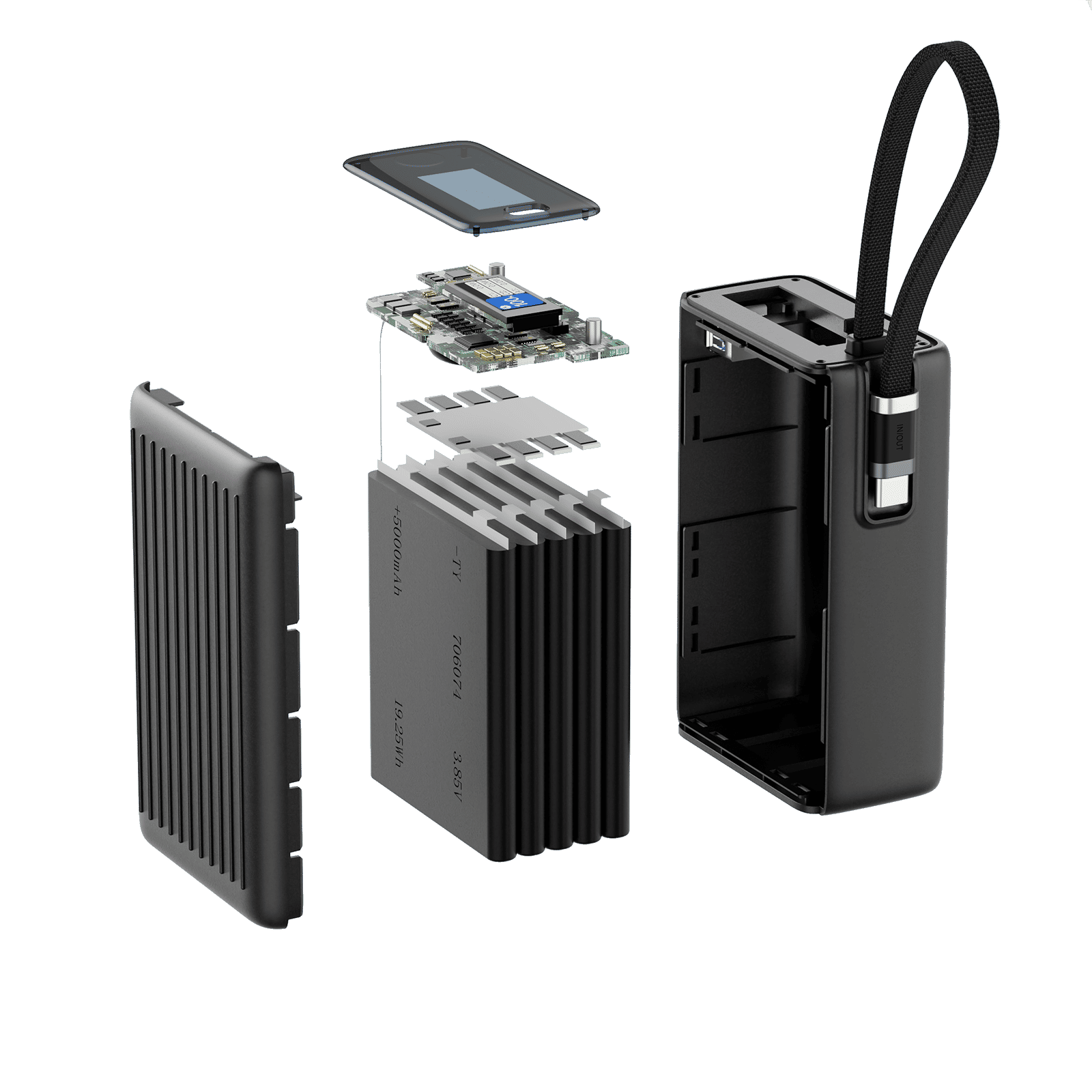 urbn Mega Stack 25000 mAh 100W Fast Charging Power Bank (1 Type A & 1 Type C Ports, 1 Built-in Type-C Cable, Smart Digital Display, Black)_4