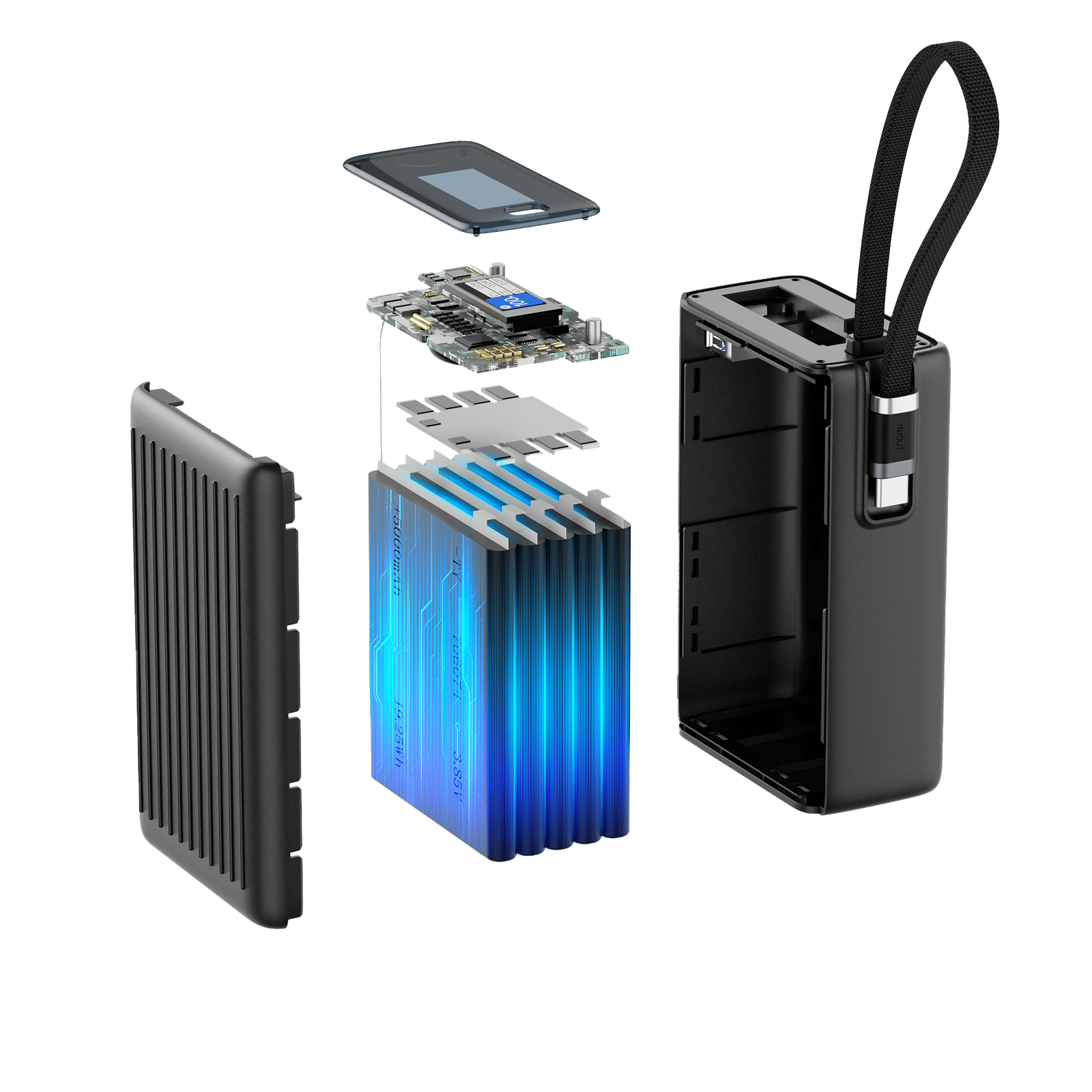 urbn Mega Stack 25000 mAh 100W Fast Charging Power Bank (1 Type A & 1 Type C Ports, 1 Built-in Type-C Cable, Smart Digital Display, Black)_5