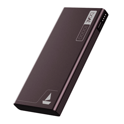 boAt EnergyShroom PB300 10000 mAh 22.5W Fast Charging Power Bank (2 Type A, 1 Type C & 1 Micro USB Port, Sleek Aluminium Casing, 12 Layer Smart IC Protection, Burgundy)
