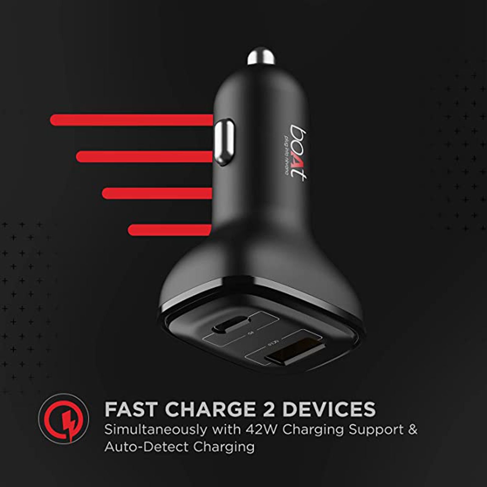 boAt Dual QC PD 42W Type A & Type C 2 Port Car Charger (Type A to Type C, Smart IC Protection, Black) boAt Dual QC PD 42W Type A & Type C 2 Port Car Charger (Type A to Type C, Smart IC Protection, Black)_2