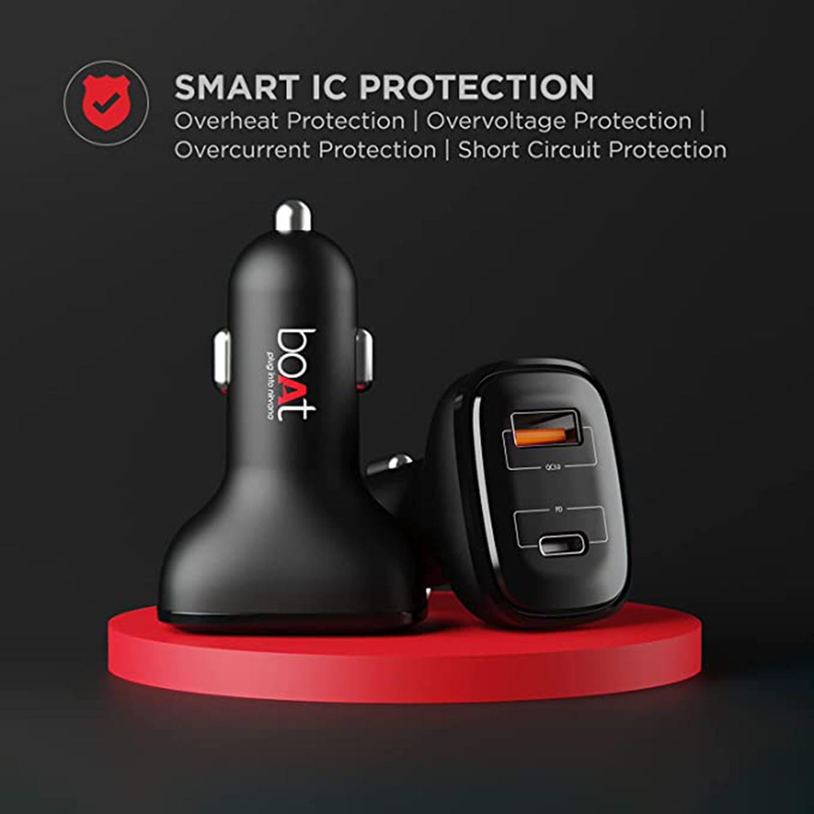 boAt Dual QC PD 42W Type A & Type C 2 Port Car Charger (Type A to Type C, Smart IC Protection, Black) boAt Dual QC PD 42W Type A & Type C 2 Port Car Charger (Type A to Type C, Smart IC Protection, Black)_3