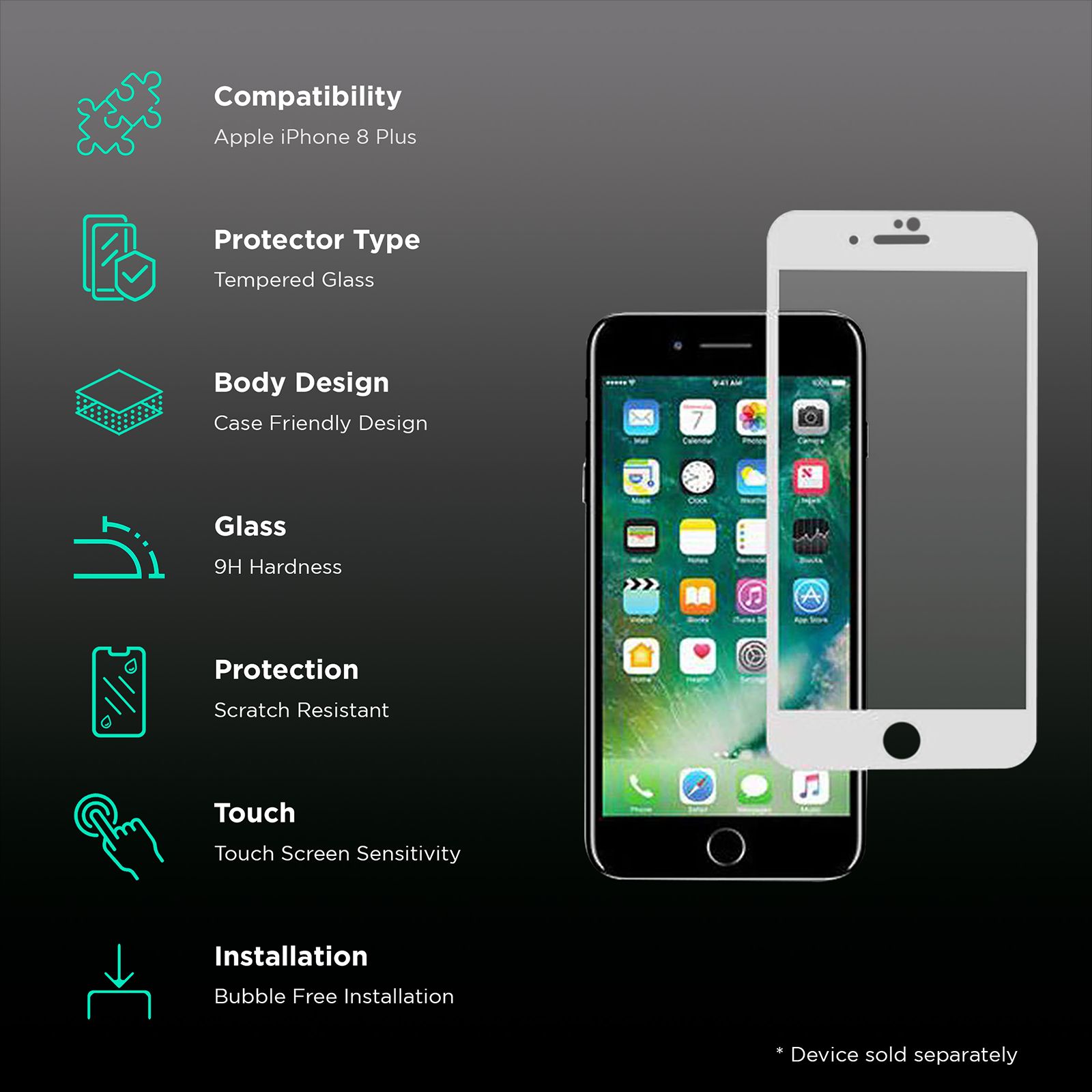 stuffcool MGGP3DIP8P 3D Full Screen Tempered Glass for Apple iPhone 8 Plus (Bubble Free Installation) stuffcool MGGP3DIP8P 3D Full Screen Tempered Glass for Apple iPhone 8 Plus (Bubble Free Installation)_2