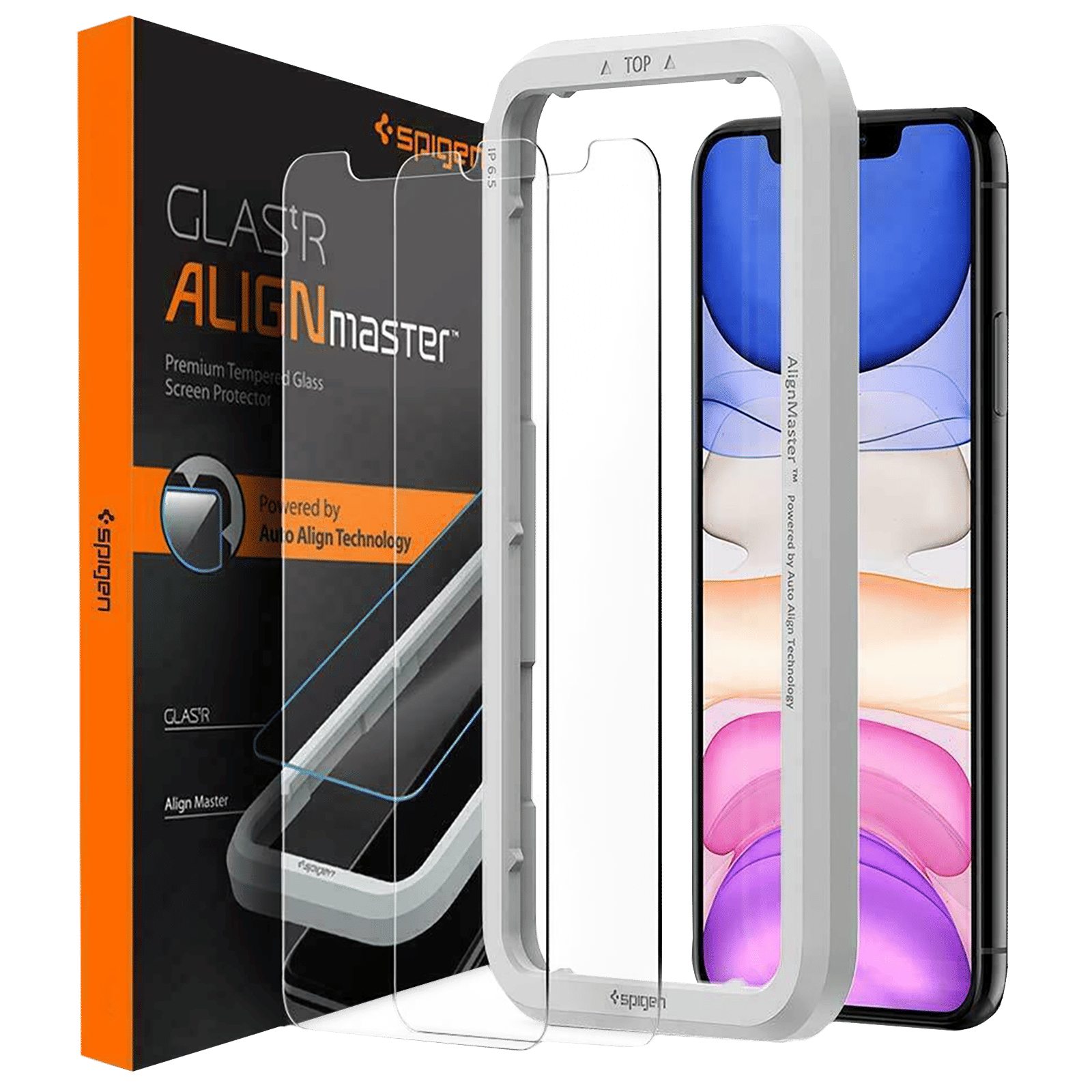 spigen GlastR Align Master Tempered Glass for Apple iPhone 11, XR (9H Hardness)_1