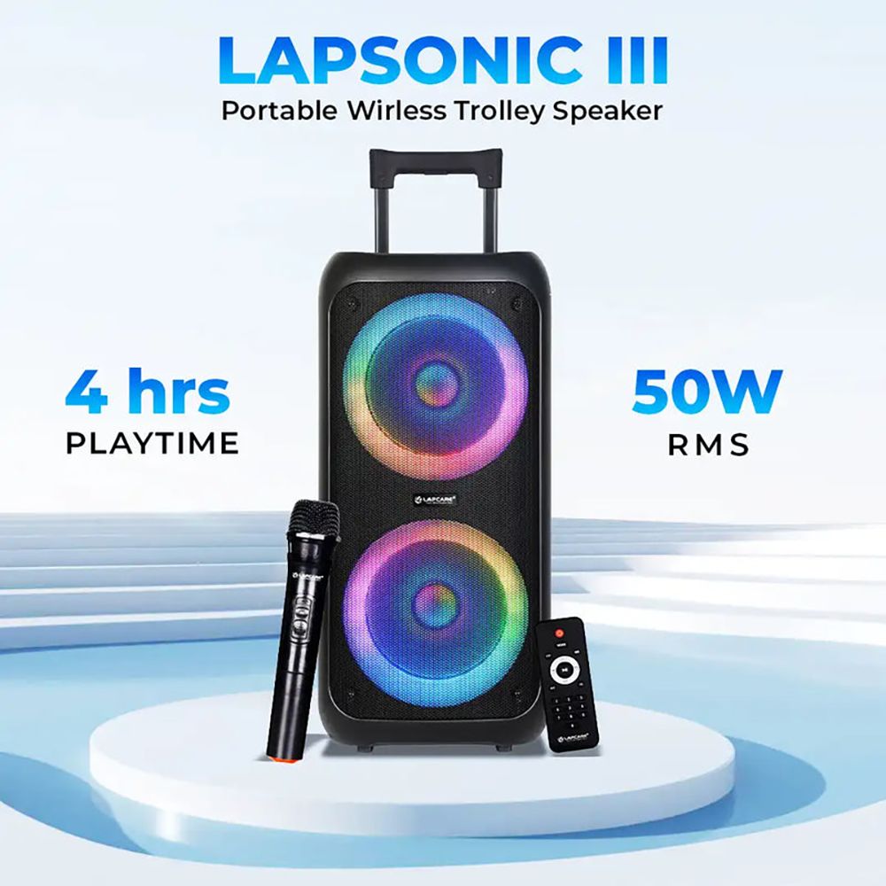 LAPCARE LAPSONIC III 50W Portable Bluetooth Speaker (Built-in FM Radio, Stereo Channel, Black) LAPCARE LAPSONIC III 50W Portable Bluetooth Speaker (Built-in FM Radio, Stereo Channel, Black)_10