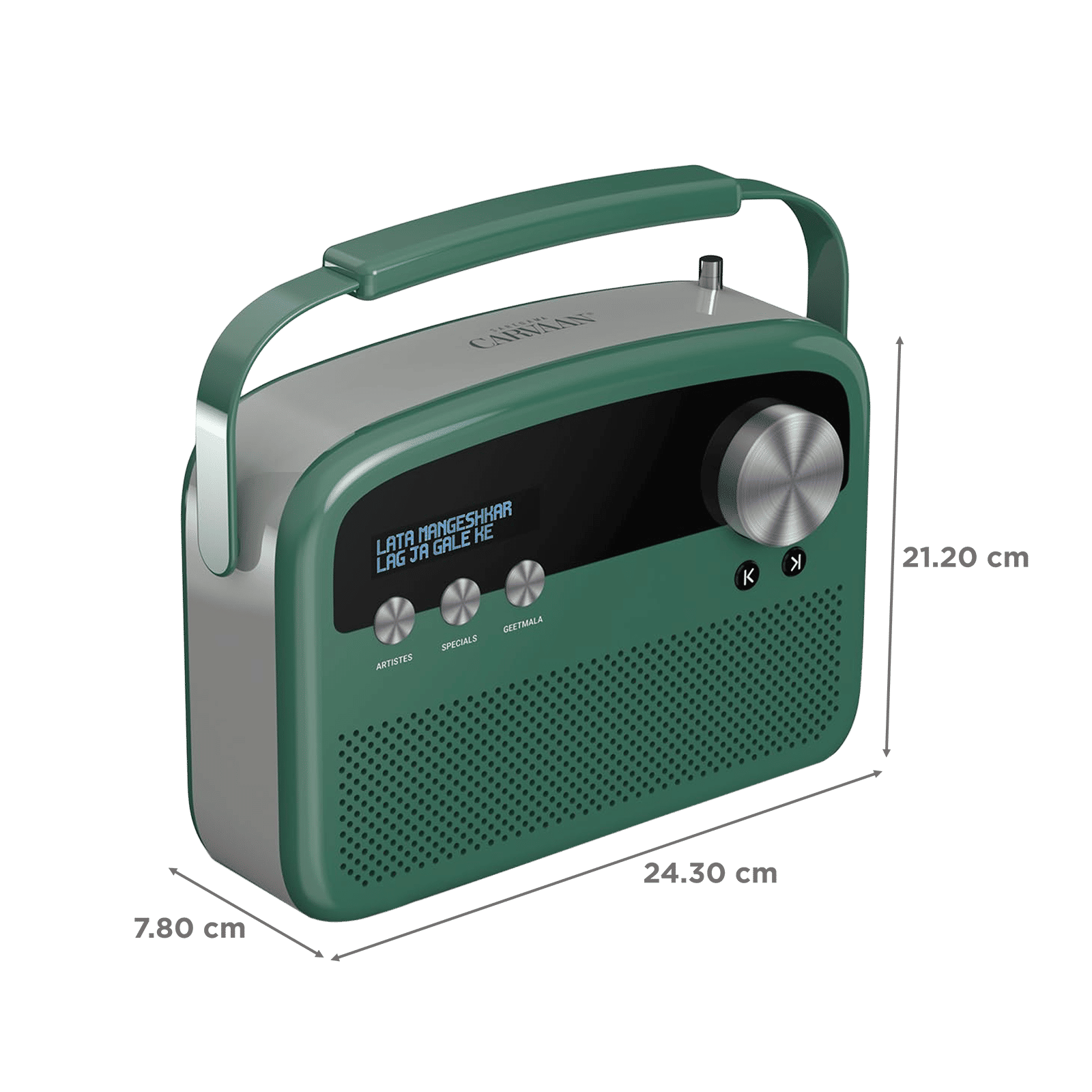 SAREGAMA Carvaan Lite Hindi 20 Watts Portable Bluetooth Speaker (5 Hours Playtime, Stereo Channel, Jade Green)_3