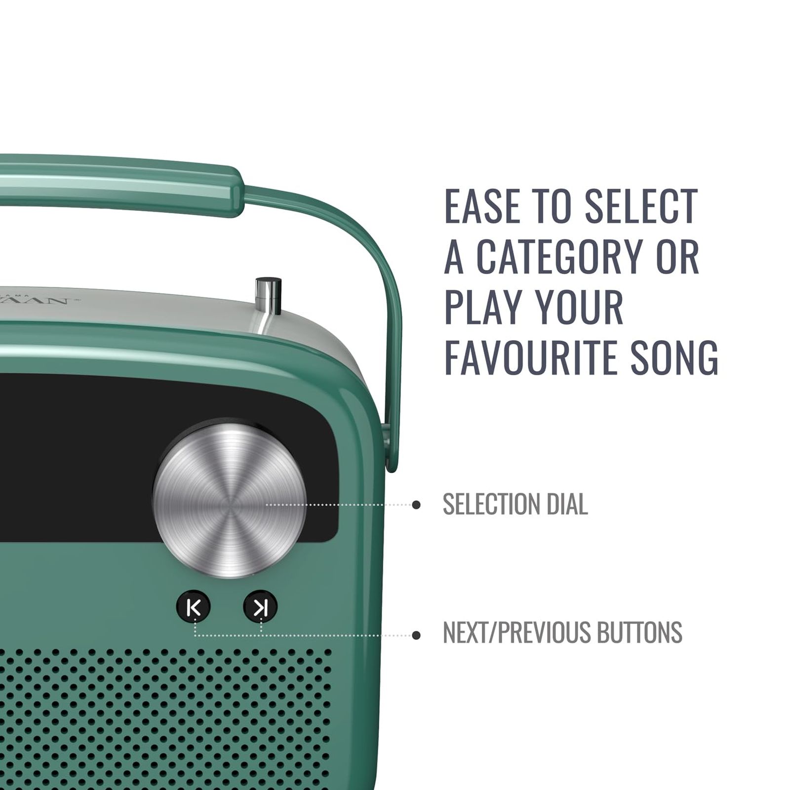 SAREGAMA Carvaan Lite Hindi 20 Watts Portable Bluetooth Speaker (5 Hours Playtime, Stereo Channel, Jade Green)_8