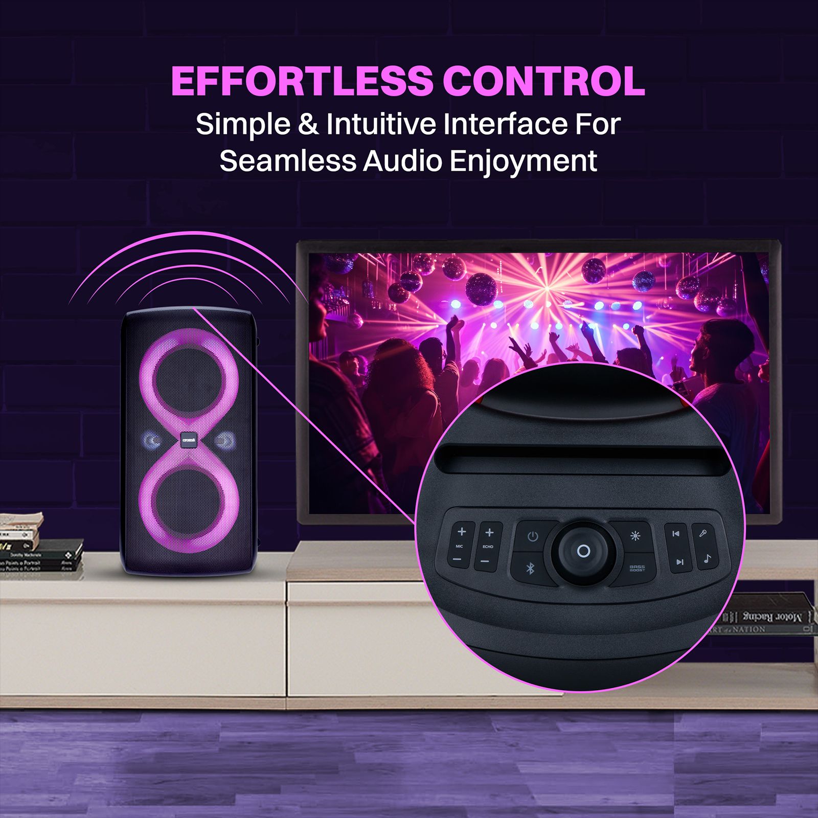Croma 200W Bluetooth Party Speaker with UHF Mic (6000mAh Power Bank, Black) Croma 200W Bluetooth Party Speaker with UHF Mic (6000mAh Power Bank, Black)_14