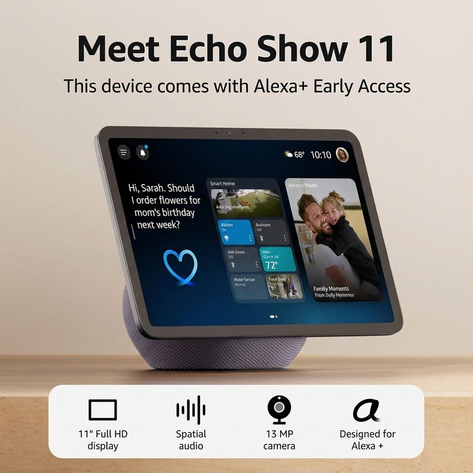 Amazon Echo Show 11 (newest model) Built-in Alexa 11 Inches Full HD Touchscreen Smart Home Device (Omnisense Technology, Graphite) Amazon Echo Show 11 (newest model) Built-in Alexa 11 Inches Full HD Touchscreen Smart Home Device (Omnisense Technology, Graphite)_3