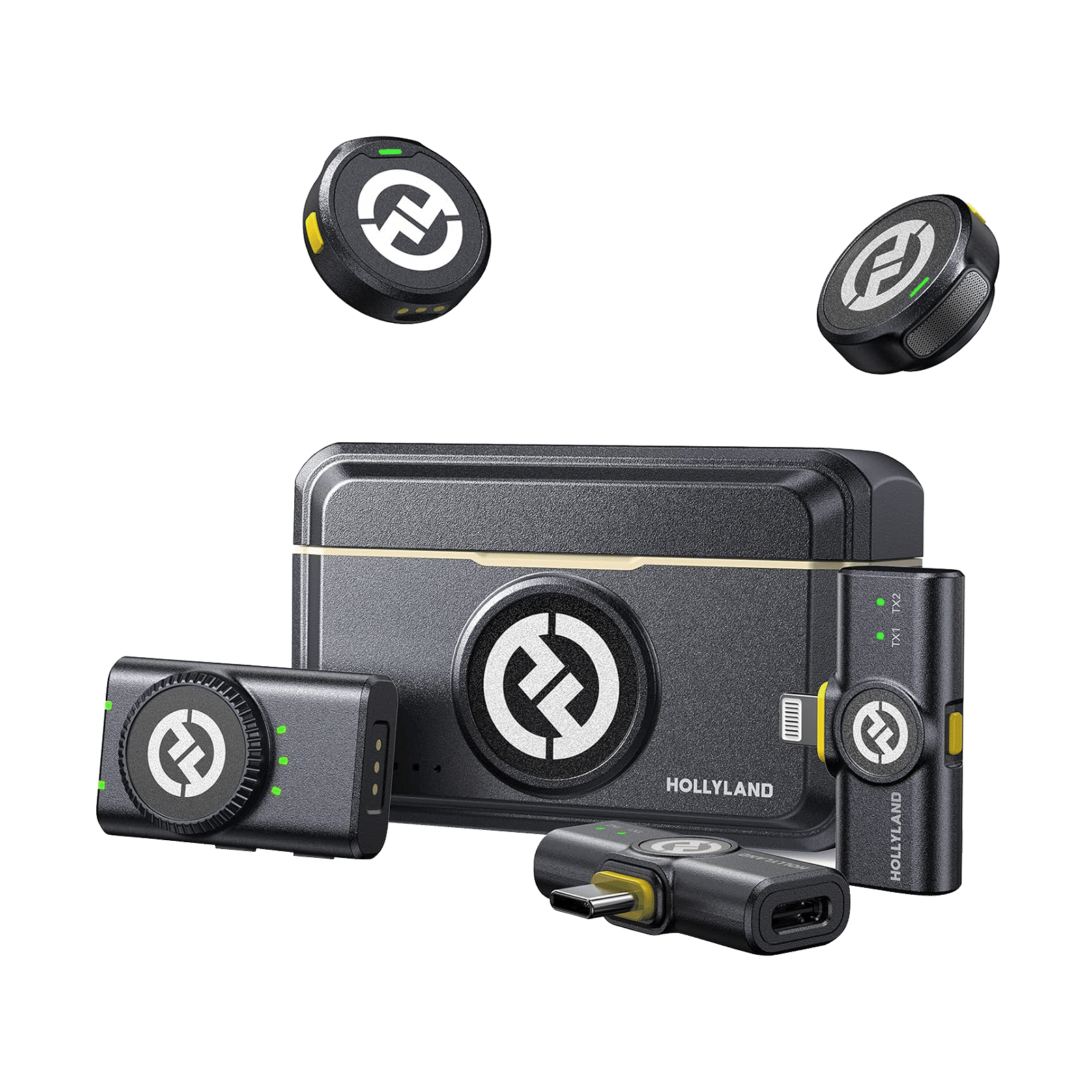 HOLLYLAND Lark M2 Combo 2 Type C, Lightning Wireless Microphone with Hi-Fi Sound (Black)_1