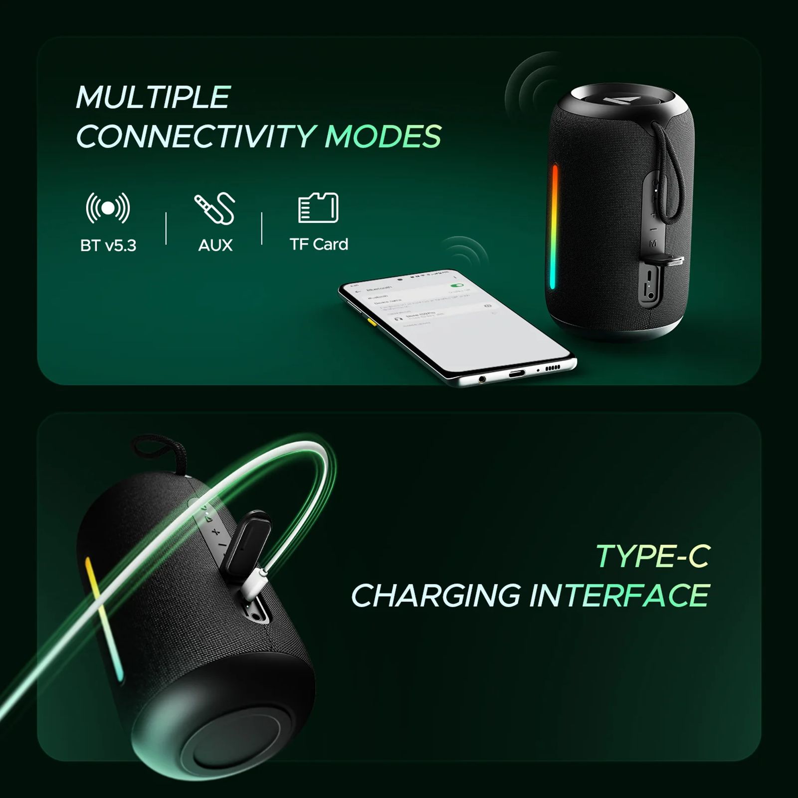 boAt Stone 358 Pro 14W Portable Bluetooth Speaker (IPX5 Water Resistant, RGB LEDs Design, Raging Black) boAt Stone 358 Pro 14W Portable Bluetooth Speaker (IPX5 Water Resistant, RGB LEDs Design, Raging Black)_7