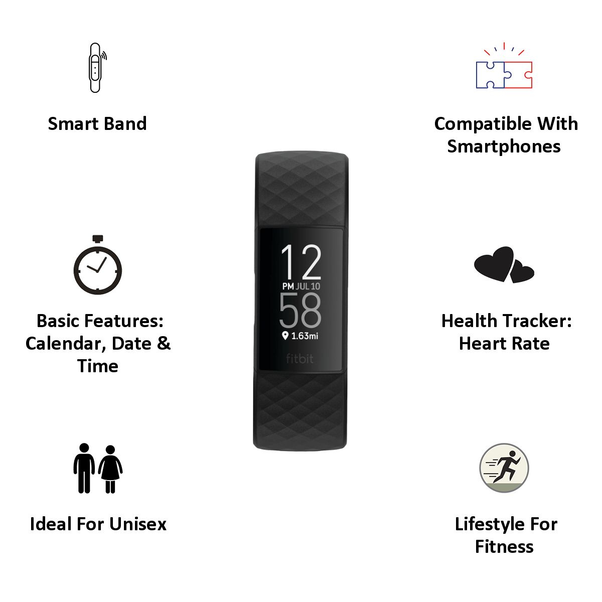 fitbit Charge 4 Fitness Tracker with Personalised Clock Face (1.5 Inch Intuitive Touchscreen PMOLED Display, Water Resistant, Black Strap) fitbit Charge 4 Fitness Tracker with Personalised Clock Face (1.5 Inch Intuitive Touchscreen PMOLED Display, Water Resistant, Black Strap)_5