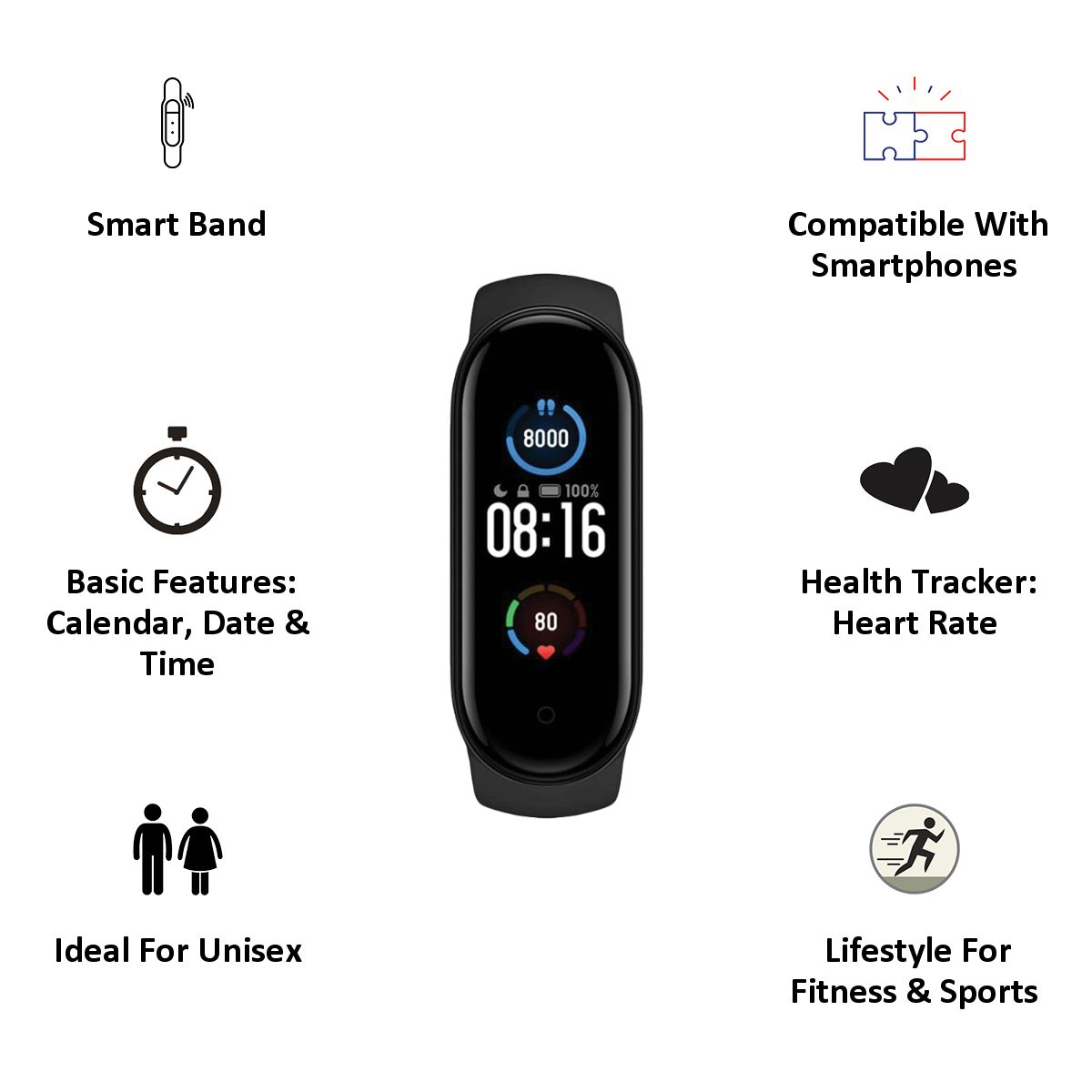 Xiaomi Mi Smart Band 5 (27.9mm) (Heart Rate Alerts, BHR4216IN, Black, Buckle)_5