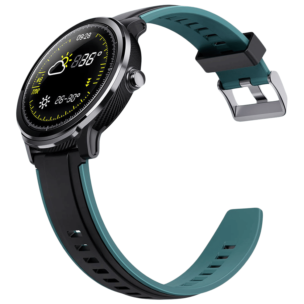 CROSSBEATS Ace Smartwatch with GPS (33mm LCD Display, IP68 Waterproof, Black Sea Green Strap)_7