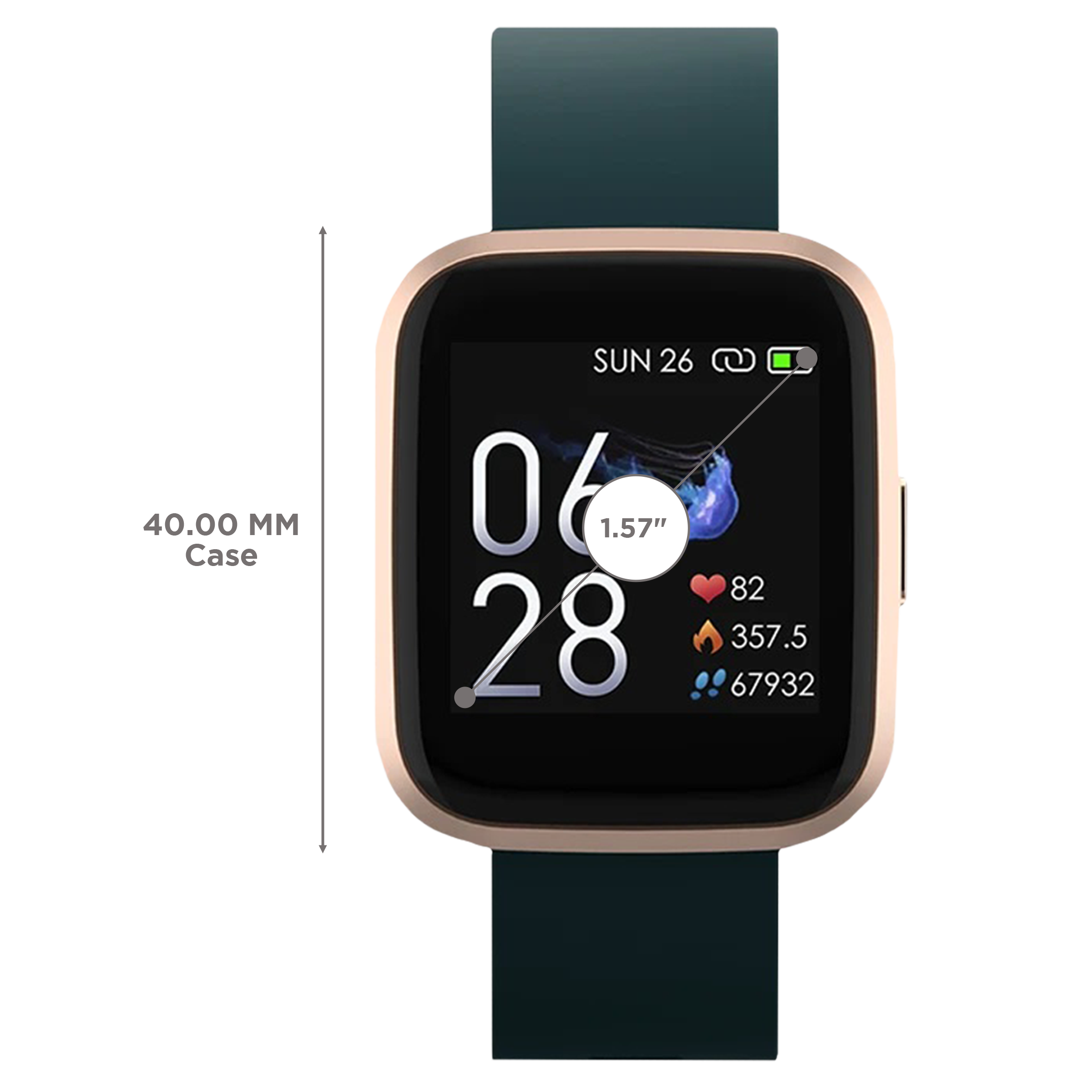 CROSSBEATS Ignite Smartwatch with GPS (40mm HD IPS Display, IP68 Waterproof, Green Strap)_3