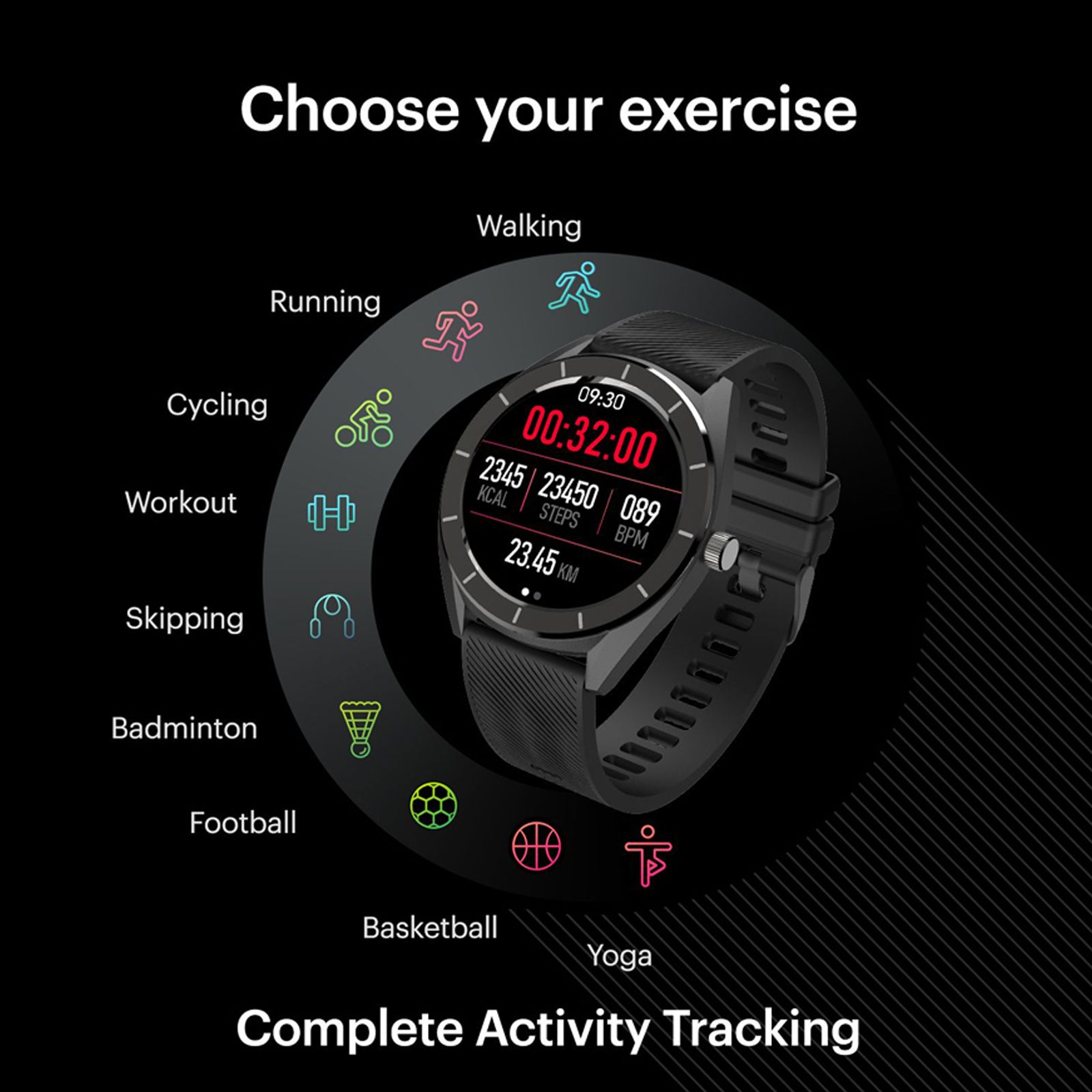 noise NoiseFit Endure Smart Watch with 9 Sports Modes (32.5mm TFT LCD Display, IP68 Water Resistant, Charcoal Black Strap)_11