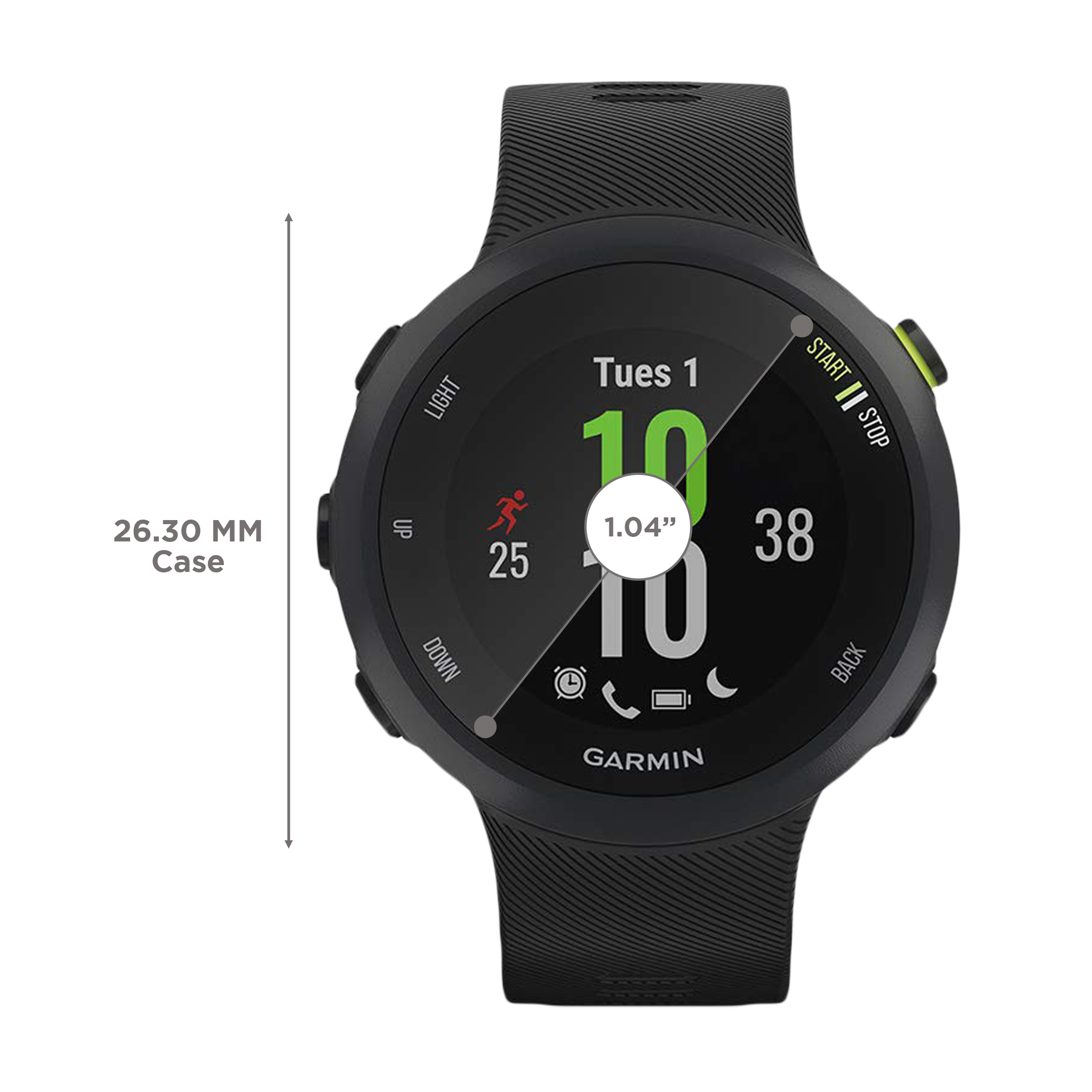 GARMIN Forerunner 45 Smartwatch (GPS, 26.3mm) (Heart Rate Monitor, 010-02156-65, Black, Silicone Strap) GARMIN Forerunner 45 Smartwatch (GPS, 26.3mm) (Heart Rate Monitor, 010-02156-65, Black, Silicone Strap)_3