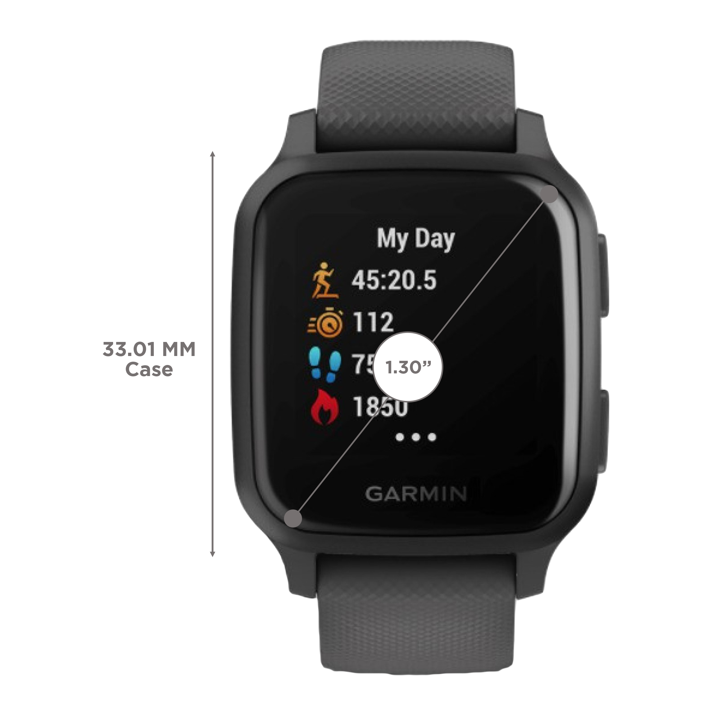 GARMIN Venu Sq Smartwatch with Activity Tracker (33.1mm with MIP Display, Water Resistant, Shadow Gray & Slate Strap)_3