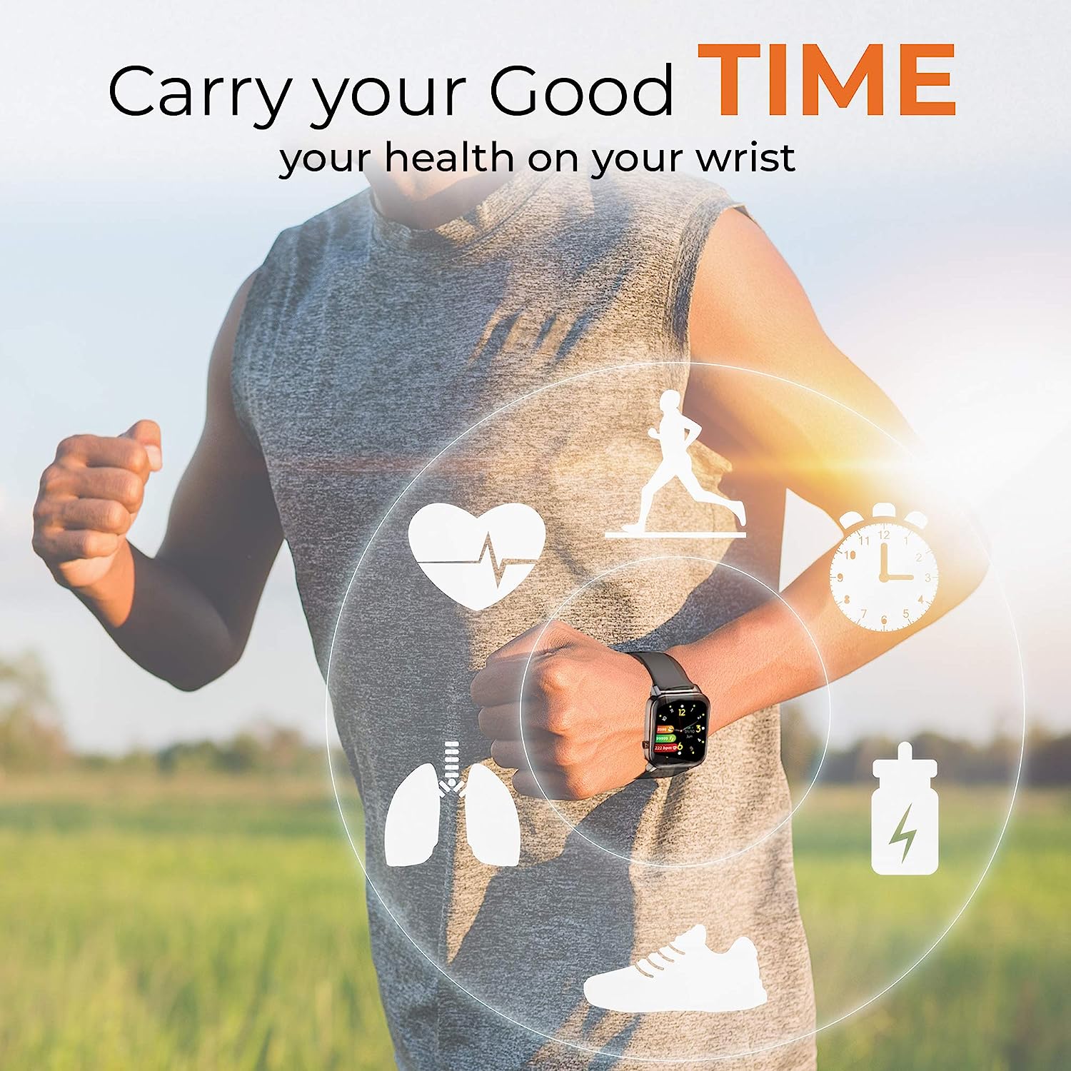 GIZmore Gizfit 908 Smartwatch with Activity Tracker (35.56mm Curved Display, IPX68 Sweat & Waterproof, Midnight Black)_7