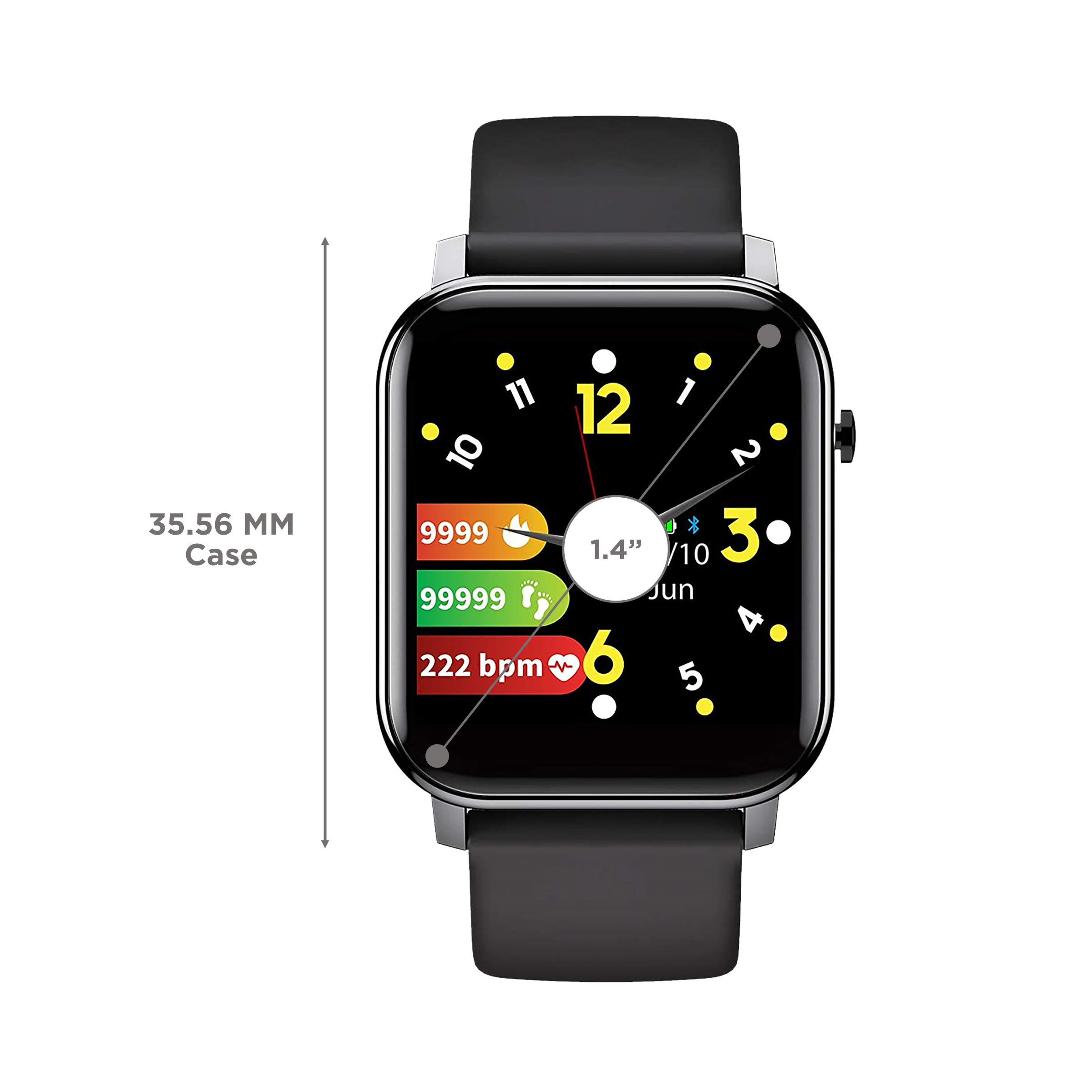 GIZmore Gizfit 908 Smartwatch with Activity Tracker (35.56mm Curved Display, IPX68 Sweat & Waterproof, Midnight Black)_3