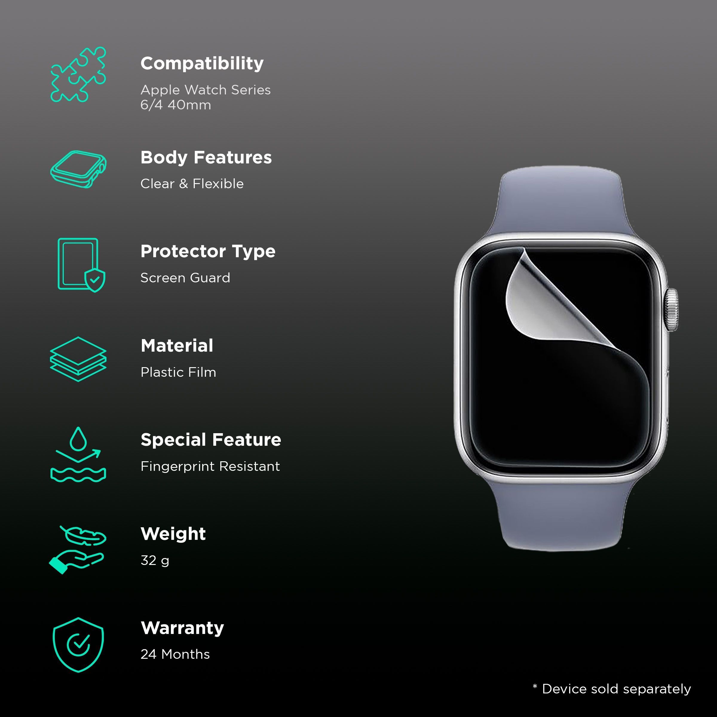 spigen Neo Flex Screen Guard for Apple Watch Series 6 & 4 (40mm) (Scratch Resistant, Transparent) spigen Neo Flex Screen Guard for Apple Watch Series 6 & 4 (40mm) (Scratch Resistant, Transparent)_2
