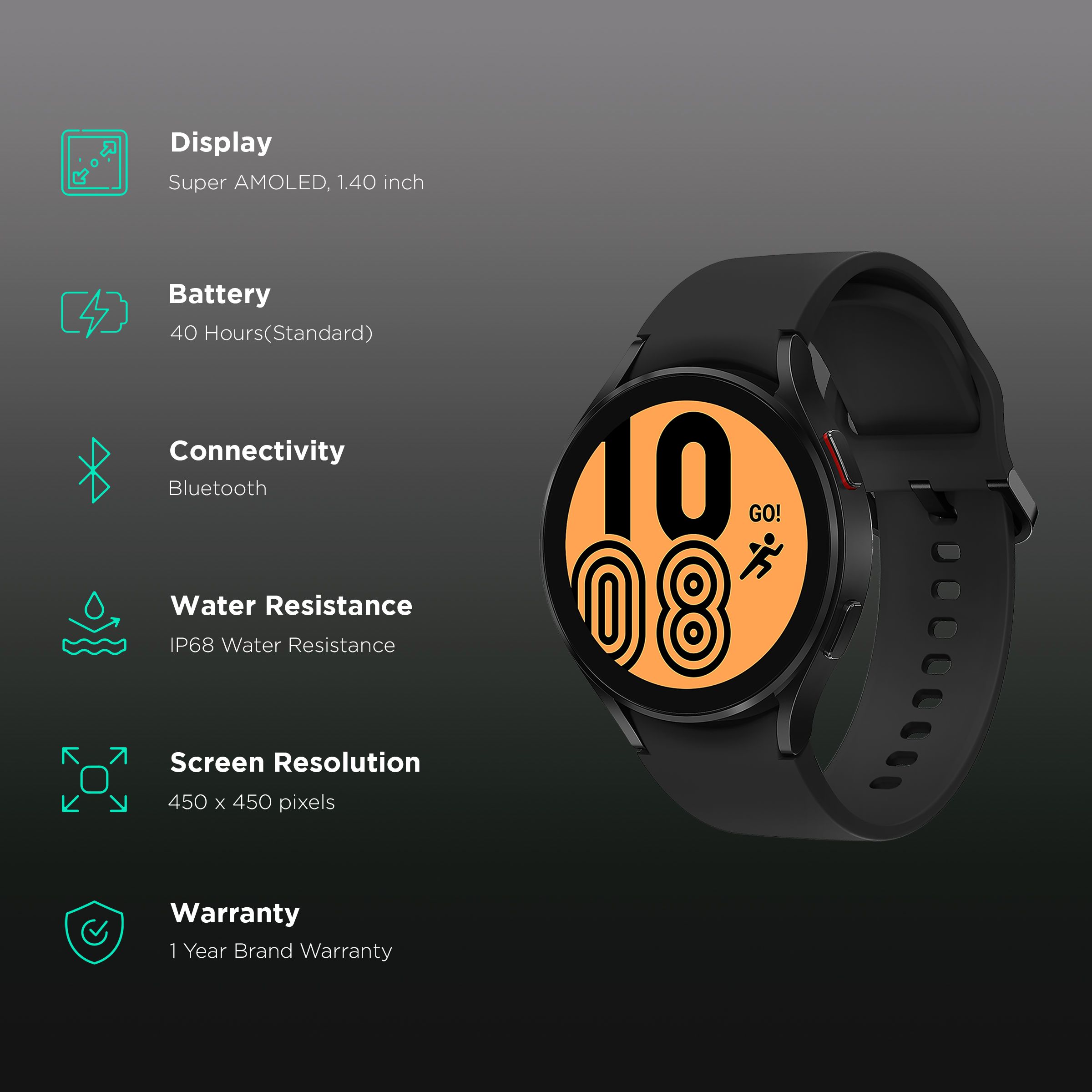 SAMSUNG Galaxy Watch4 GPS+Wi-Fi+Bluetooth Wear OS Smartwatch (44mm Super AMOLED Display, Water Resistant, Black Strap)_2
