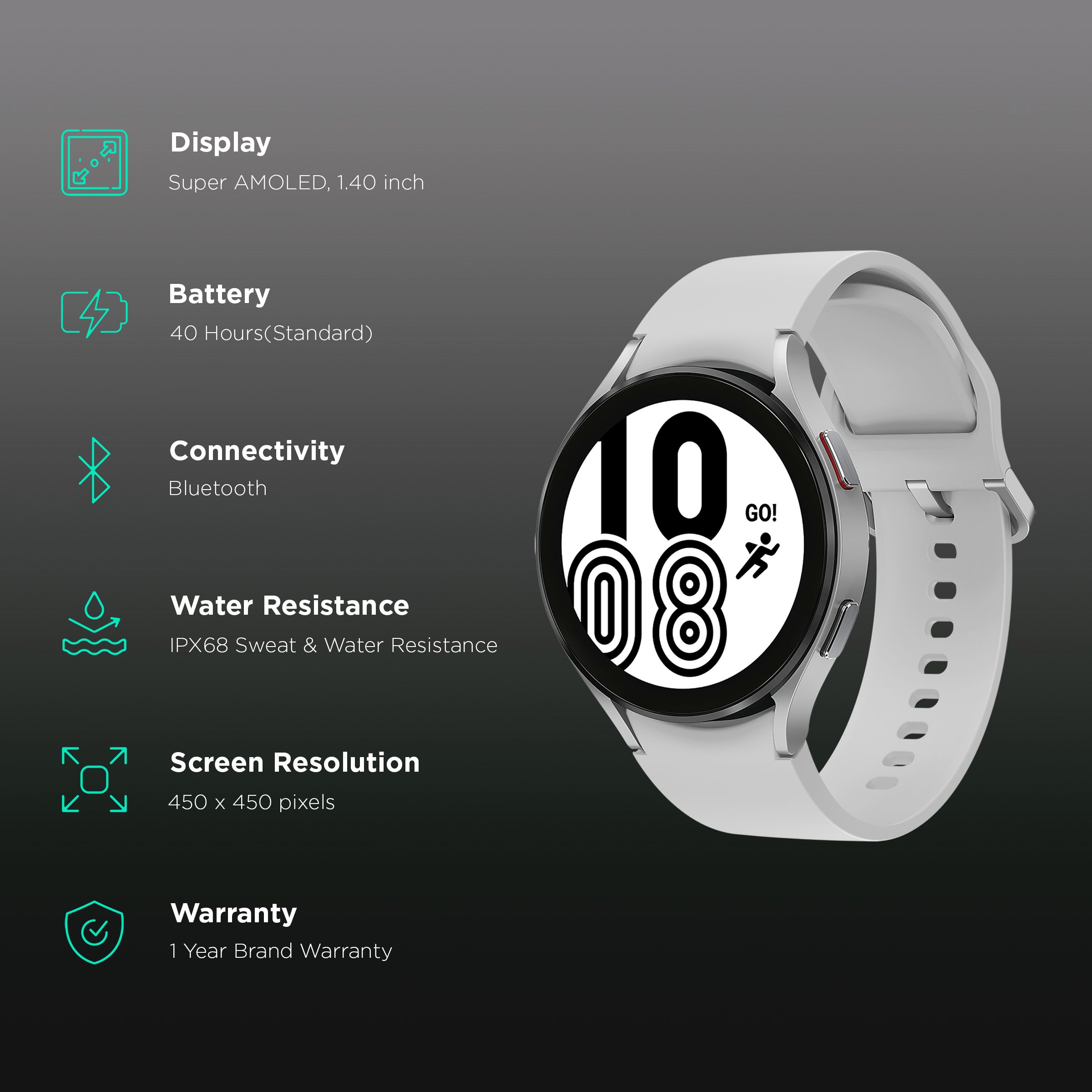 SAMSUNG Galaxy Watch4 GPS+Wi-Fi+Bluetooth Wear OS Smartwatch (44mm Super AMOLED Display, Water Resistant, Silver Strap)_2