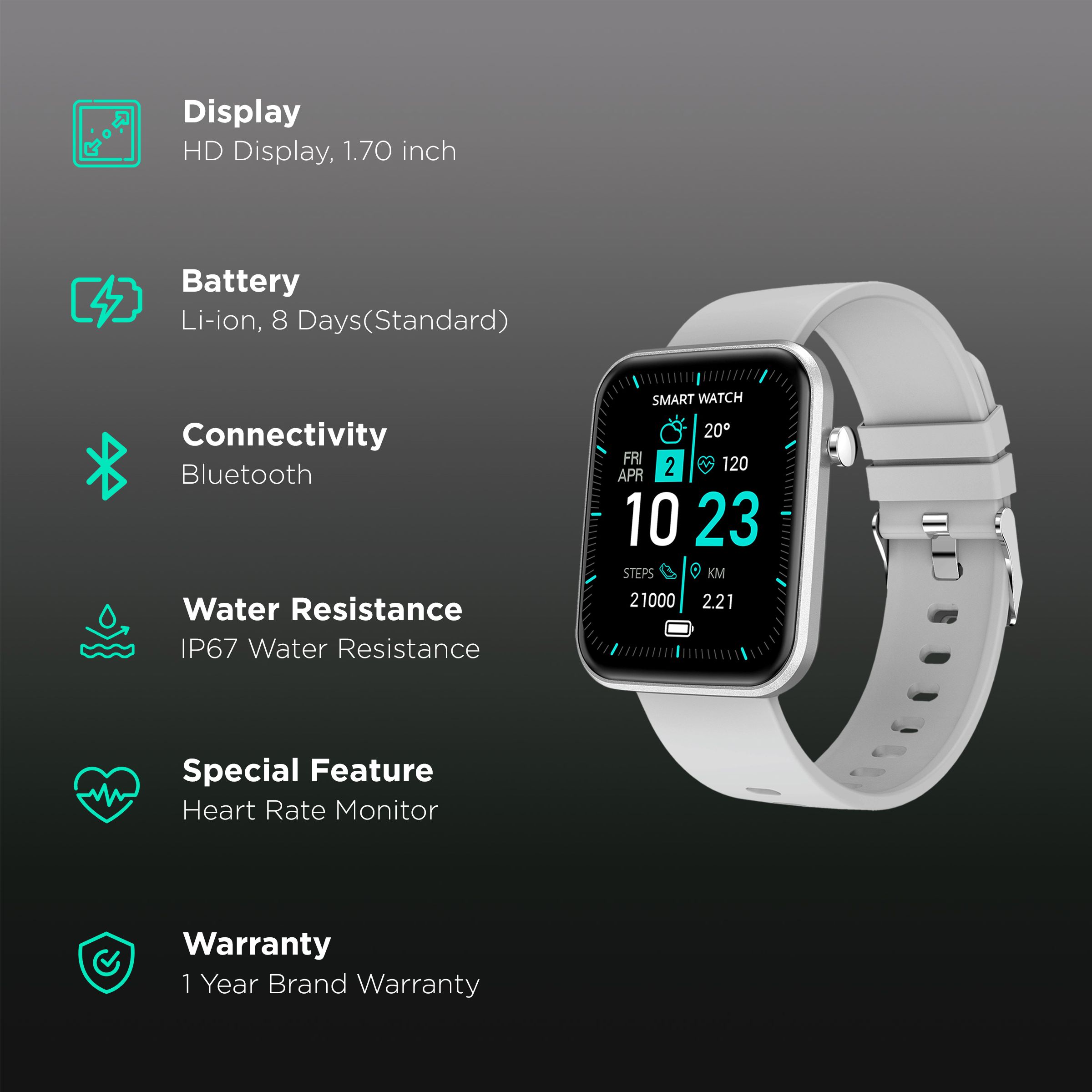 STYX NYX Smartwatch with Activity Tracker (43.1mm HD Display, IP67 Water Resistant, Cloud Grey Strap) STYX NYX Smartwatch with Activity Tracker (43.1mm HD Display, IP67 Water Resistant, Cloud Grey Strap)_2