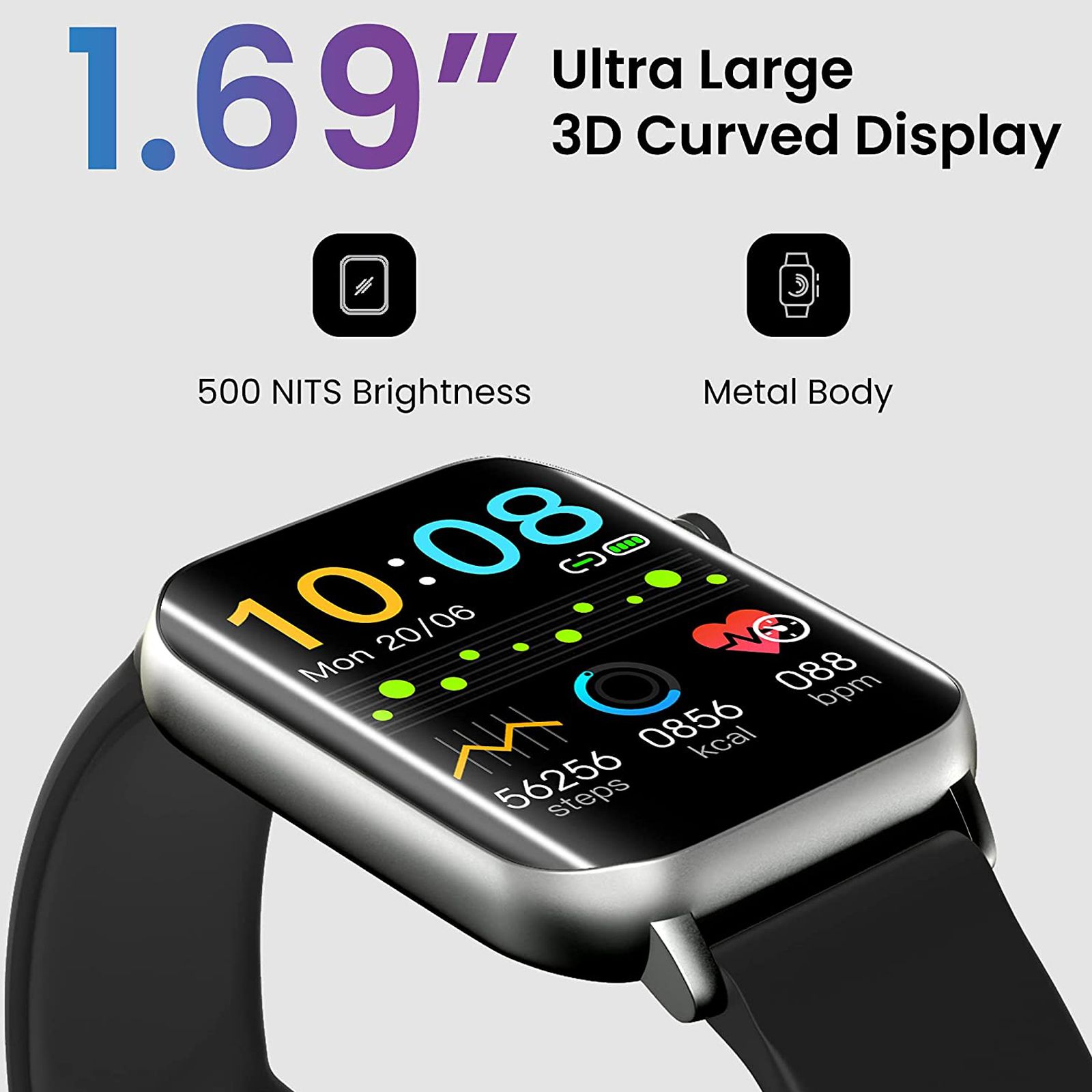 TAGG Verve Ultra Smartwatch with Bluetooth Calling (42.92mm 3D Curved Display, IP68 Waterproof, Black Strap)_9