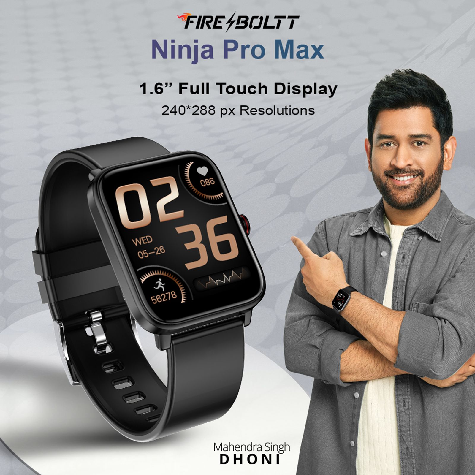 FIRE-BOLTT Ninja Pro Max BSW026 Smartwatch with Camera & Music Control (40mm LCD Display, IP68 Water Resistant, Black Strap)_6