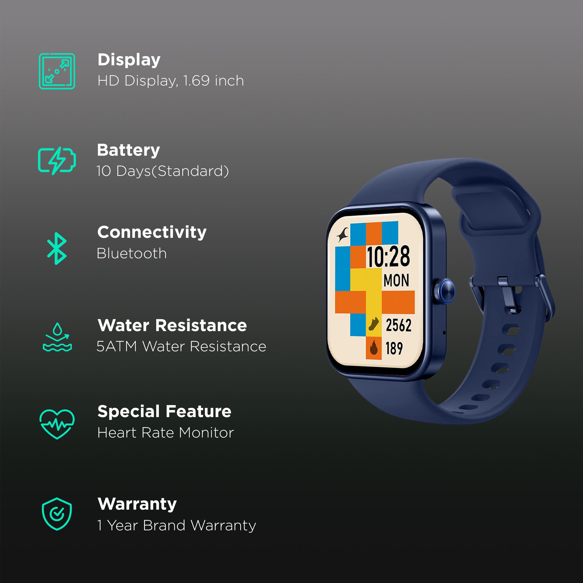 fastrack Reflex Vox Smartwatch with Activity Tracker (42.93mm TFT LCD Display, 5ATM Water Resistant, Blazing Blue Strap) fastrack Reflex Vox Smartwatch with Activity Tracker (42.93mm TFT LCD Display, 5ATM Water Resistant, Blazing Blue Strap)_2
