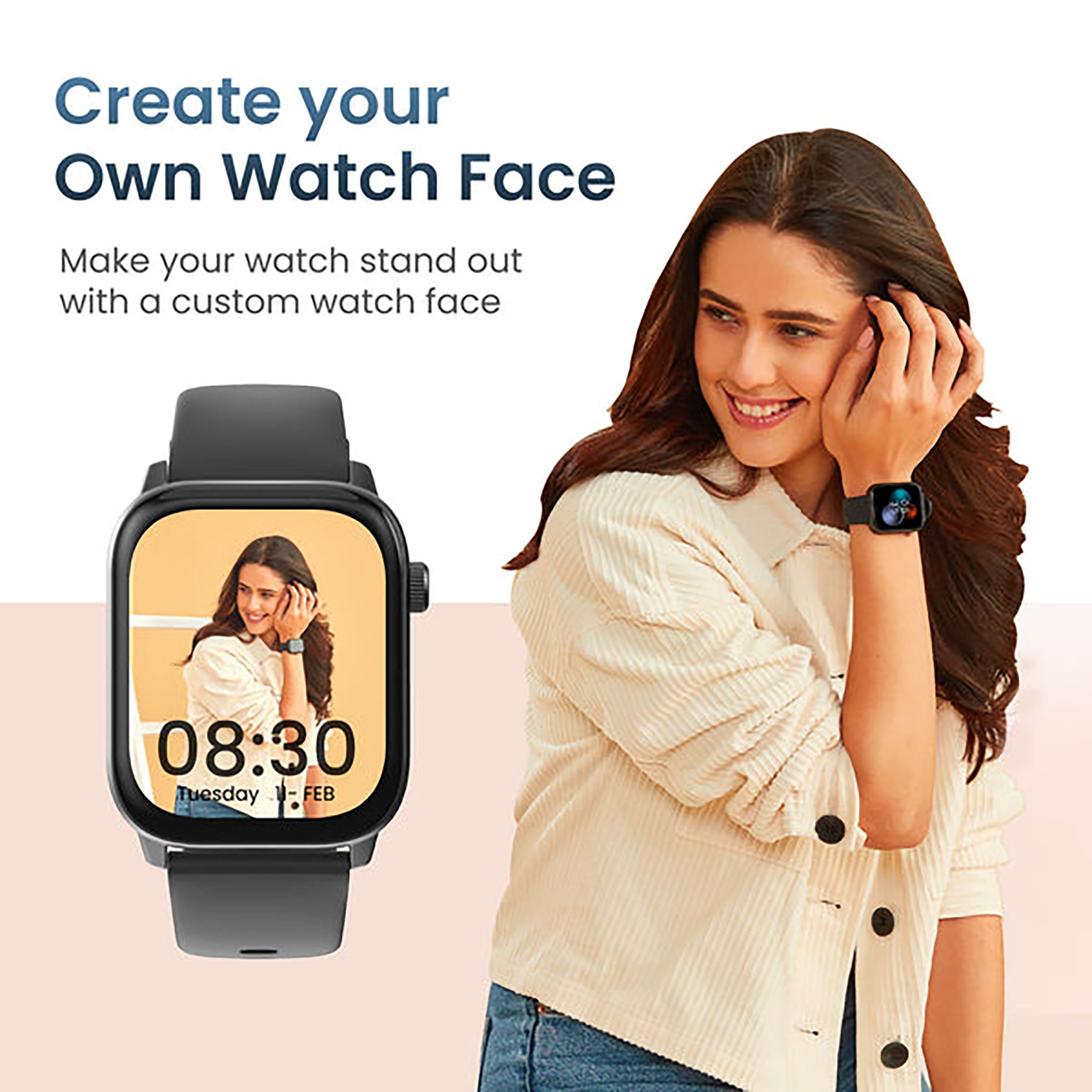 Fitshot Grip Smartwatch with Upto 7 Days Battery Life (42.92mm IPS LCD Display, IP68 Waterproof, Black Strap)_15