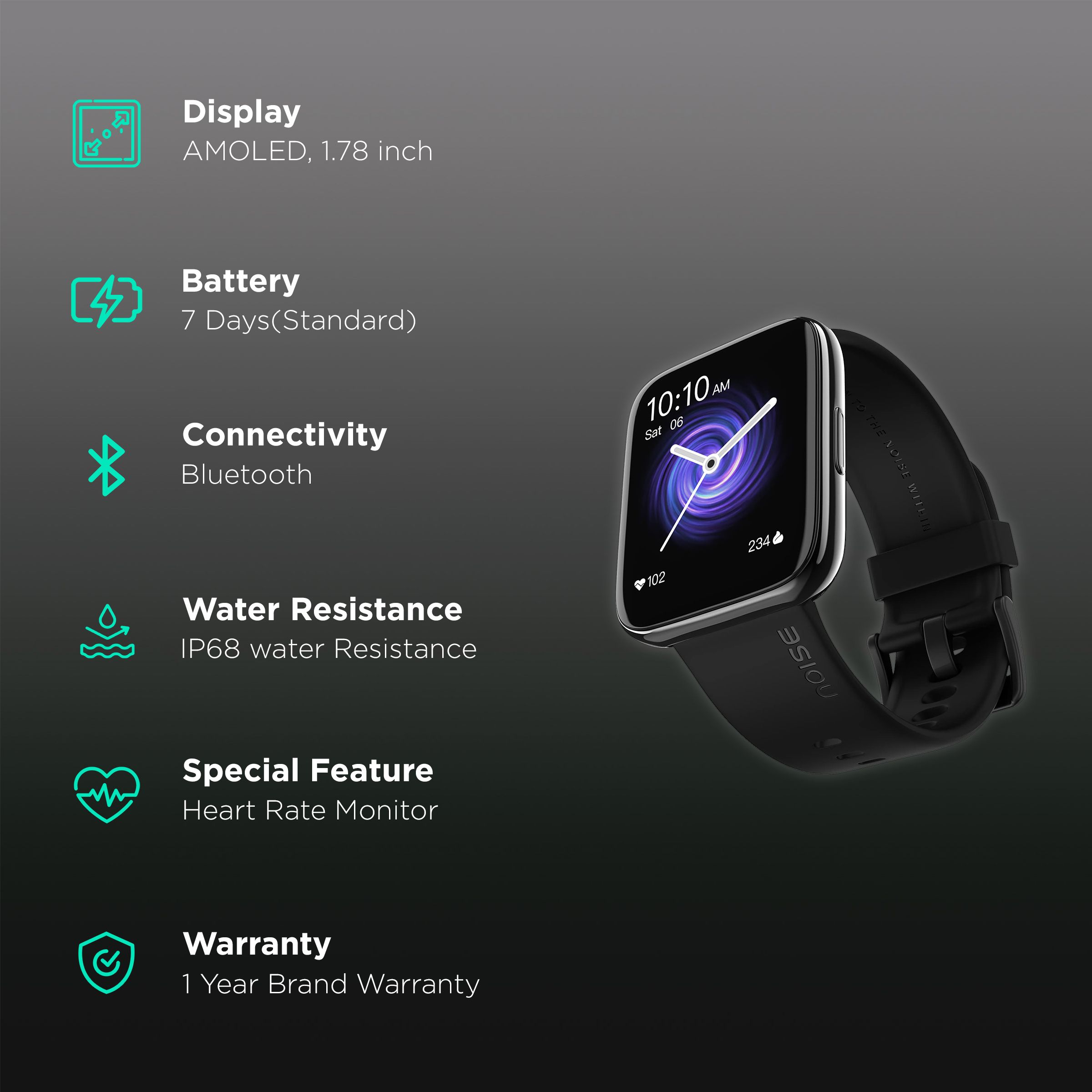 noise ColorFit Ultra 2 Smartwatch with Activity Tracker (45.2mm AMOLED Display, IP68 Water Resistant, Jet Black Strap) noise ColorFit Ultra 2 Smartwatch with Activity Tracker (45.2mm AMOLED Display, IP68 Water Resistant, Jet Black Strap)_2