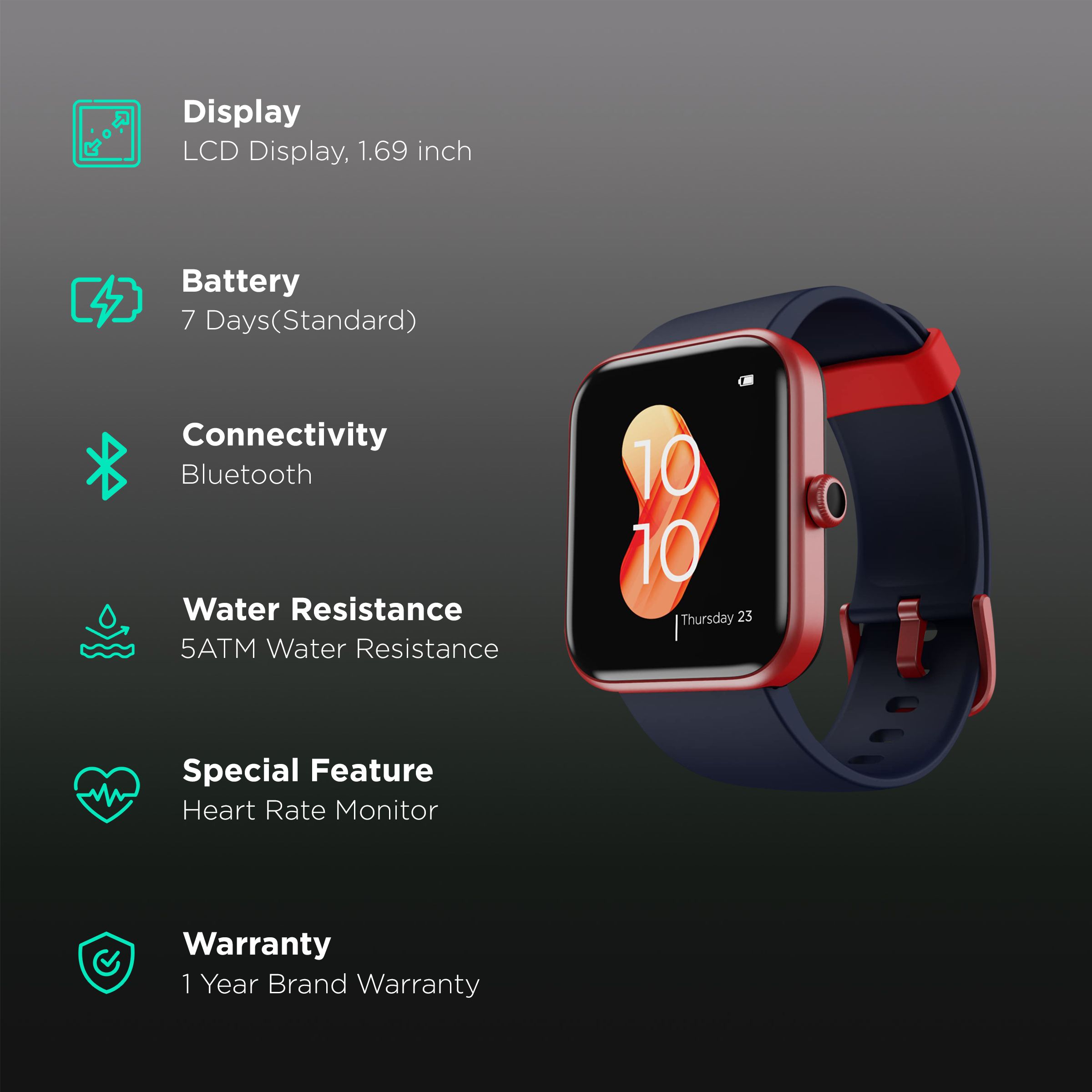 boAt Xtend Smartwatch with Activity Tracker (43mm LCD Display, 5ATM Water Resistant, Deep Blue Strap)_2