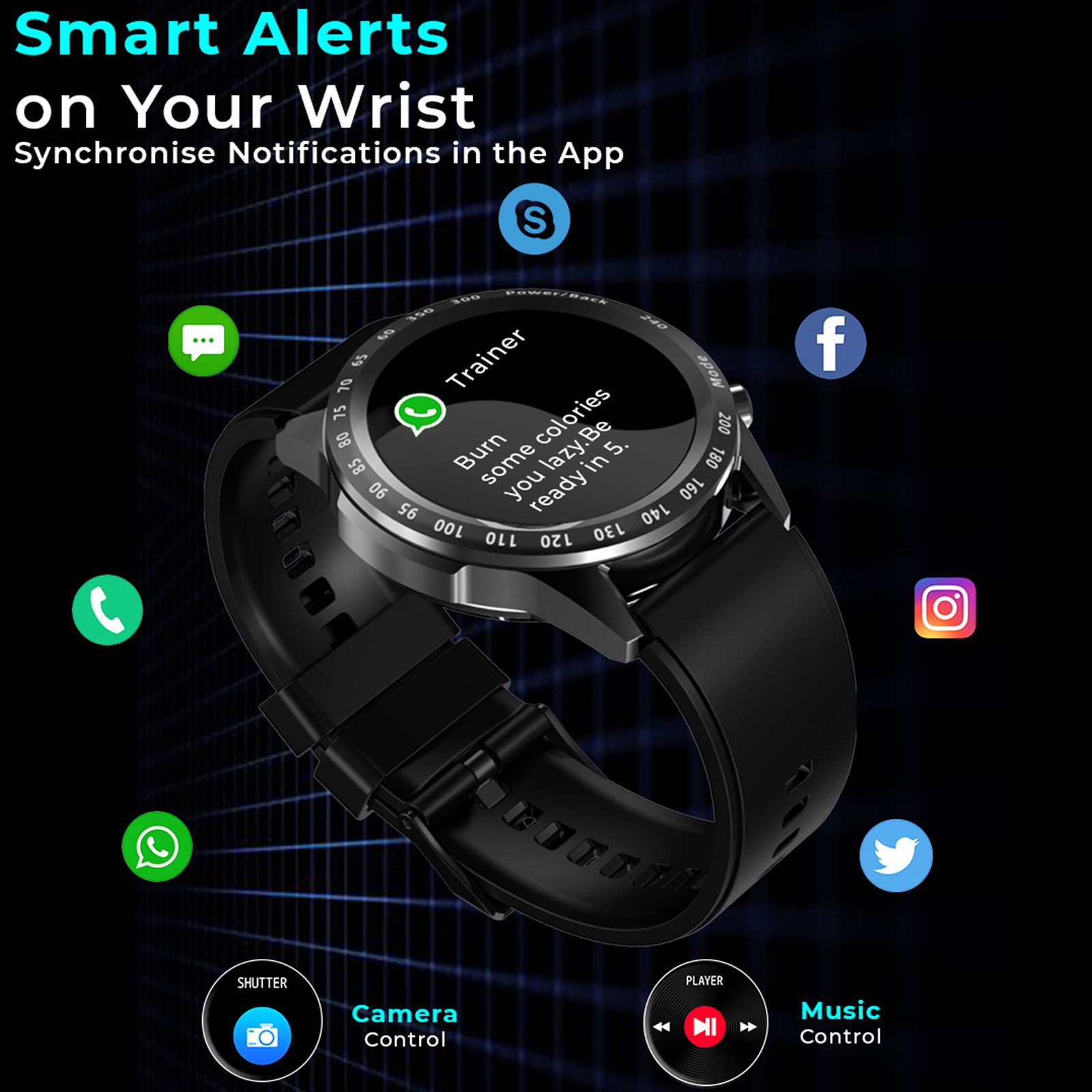 pTron Force X11s Smartwatch with Bluetooth Calling (33mm Full Touch Digital Display, IP68 Waterproof, Black Strap)_8